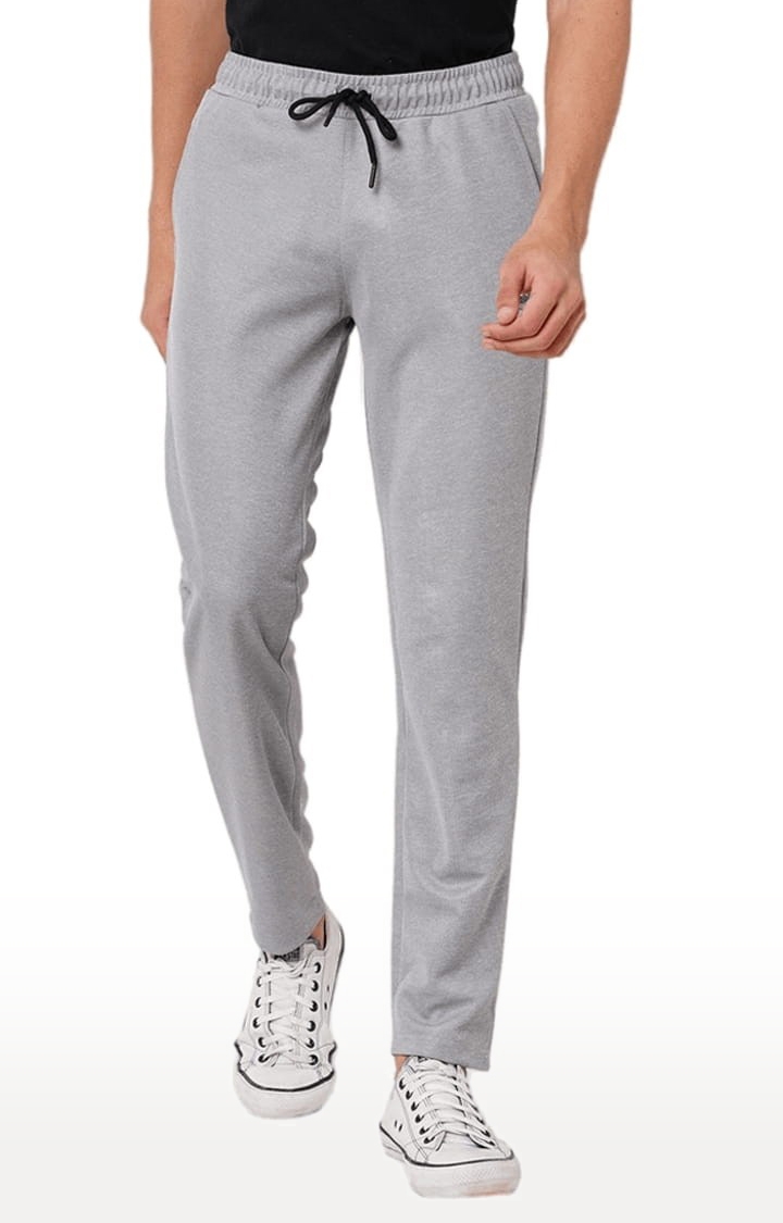 Men's Grey Polyester Solid Trackpant