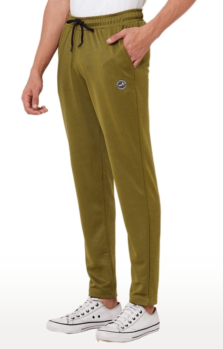 Men's Green Polyester Solid Trackpant