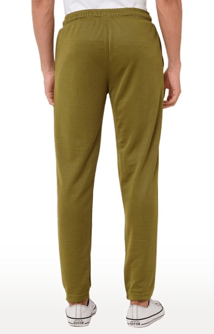 Men's Green Polyester Solid Trackpant