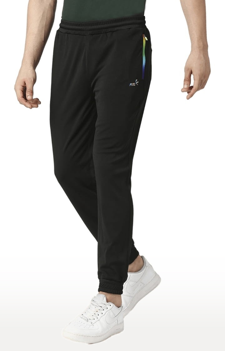 FITZ | Men's Black Cotton Solid Trackpant