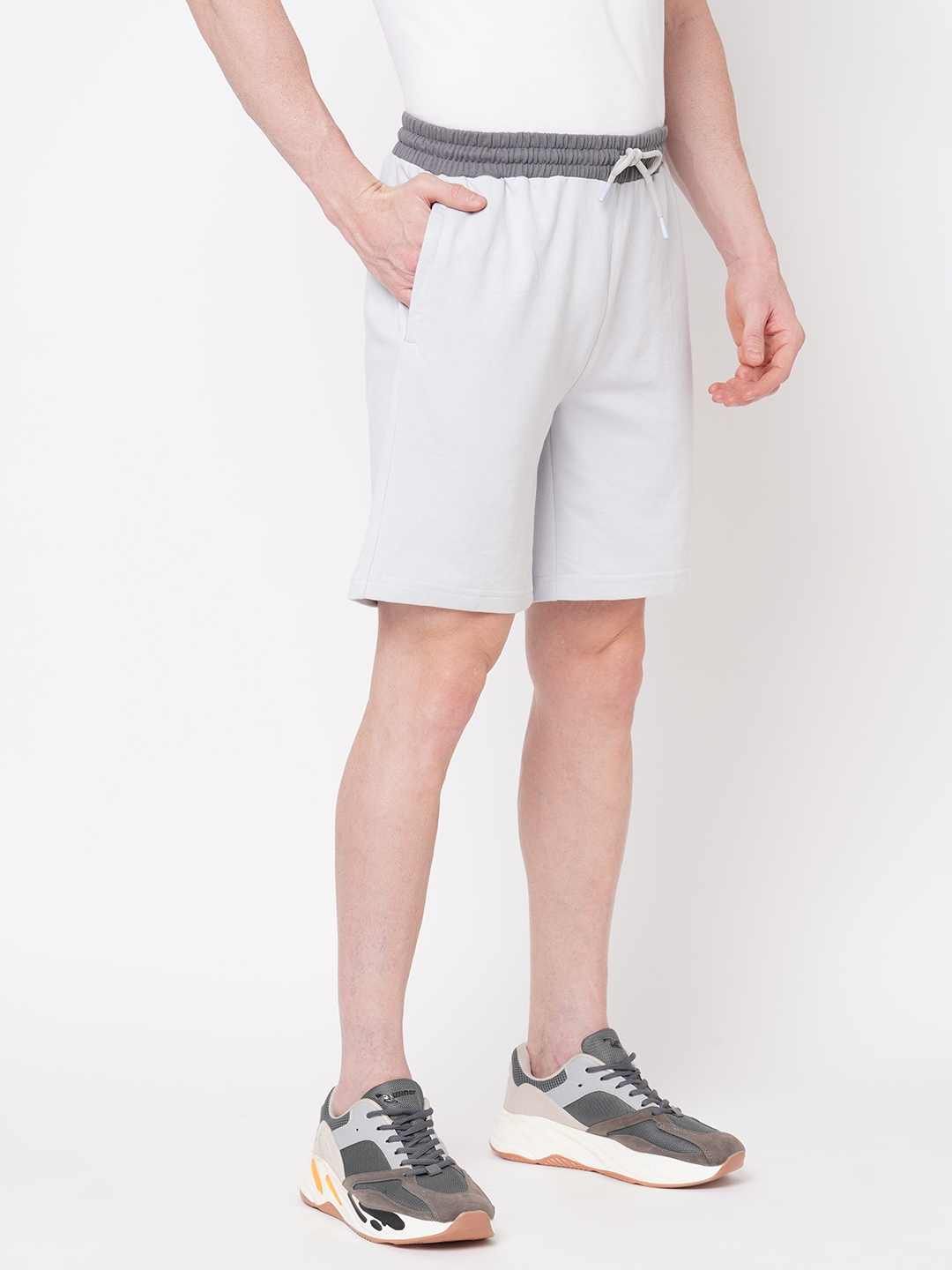 Fitz Solid French Terry Regular Fit Relaxed Shorts - Light Grey