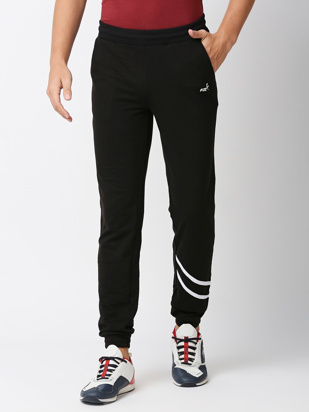 FITZ | Fitz French Terry Solid Slim Fit Joggers Trackpants - Jet Black