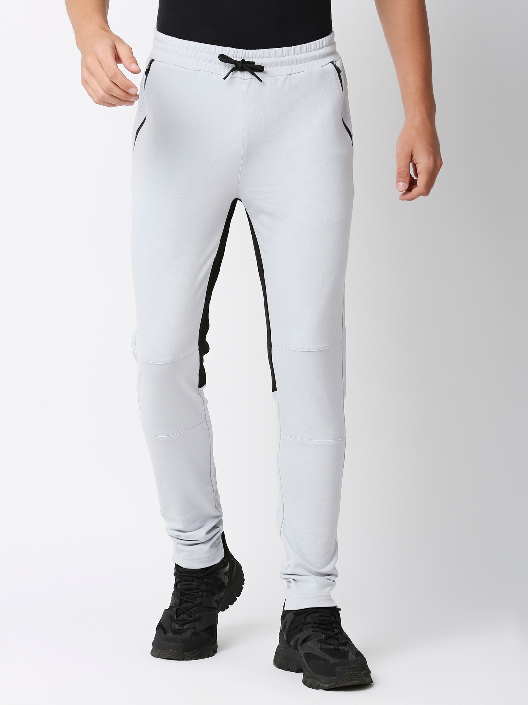 FITZ | Fitz Colorblock French Terry Slim Fit Joggers Trackpants - Light Grey