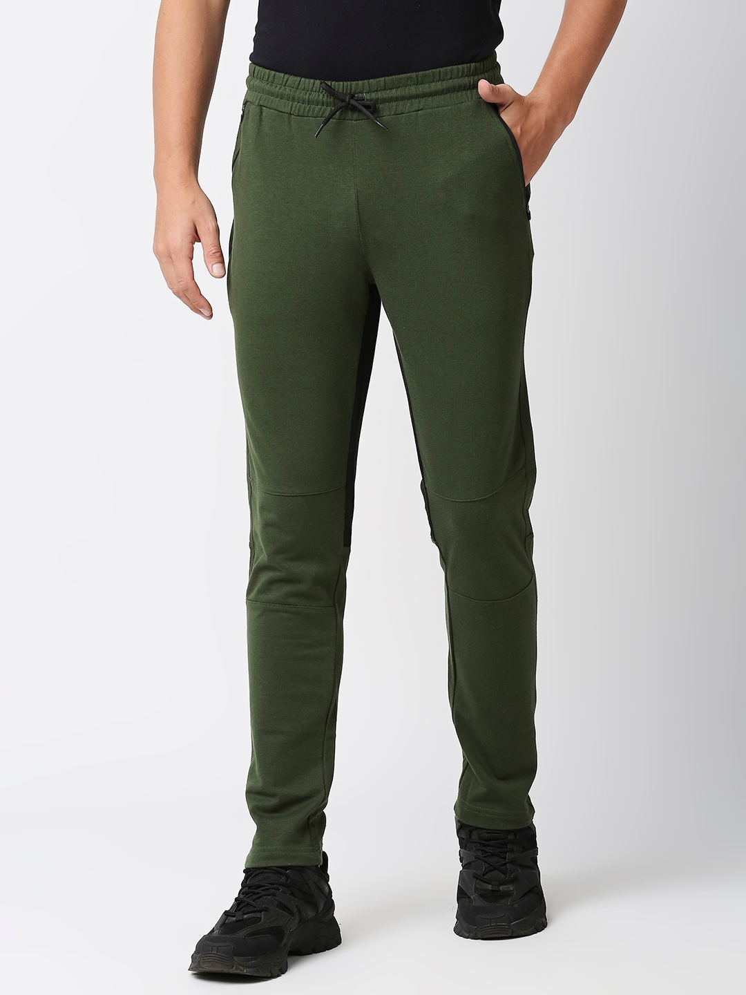 FITZ | Fitz Colorblock French Terry Slim Fit Joggers Trackpants - Olive