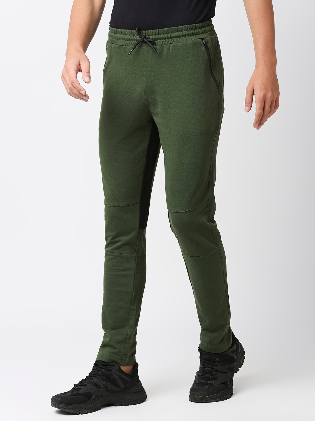 Fitz Colorblock French Terry Slim Fit Joggers Trackpants - Olive