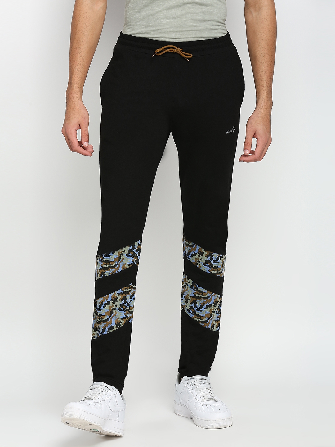 FITZ | Fitz Solids Cotton Blend Regular Fit Track Pants - Black Camo