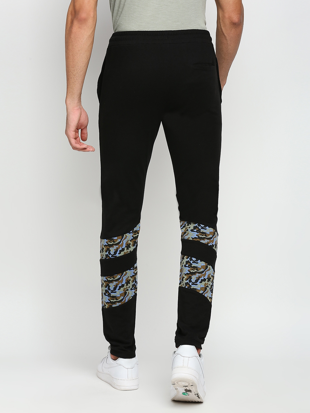 Fitz Solids Cotton Blend Regular Fit Track Pants - Black Camo