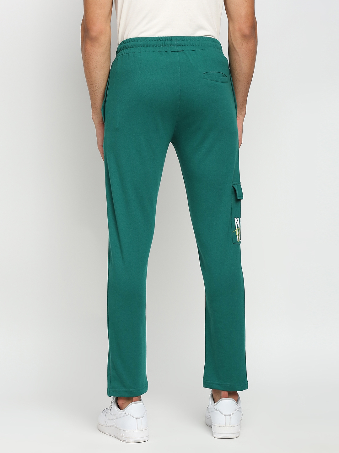 Fitz Solids Cotton Blend Regular Fit Track Pants - Bottle Green