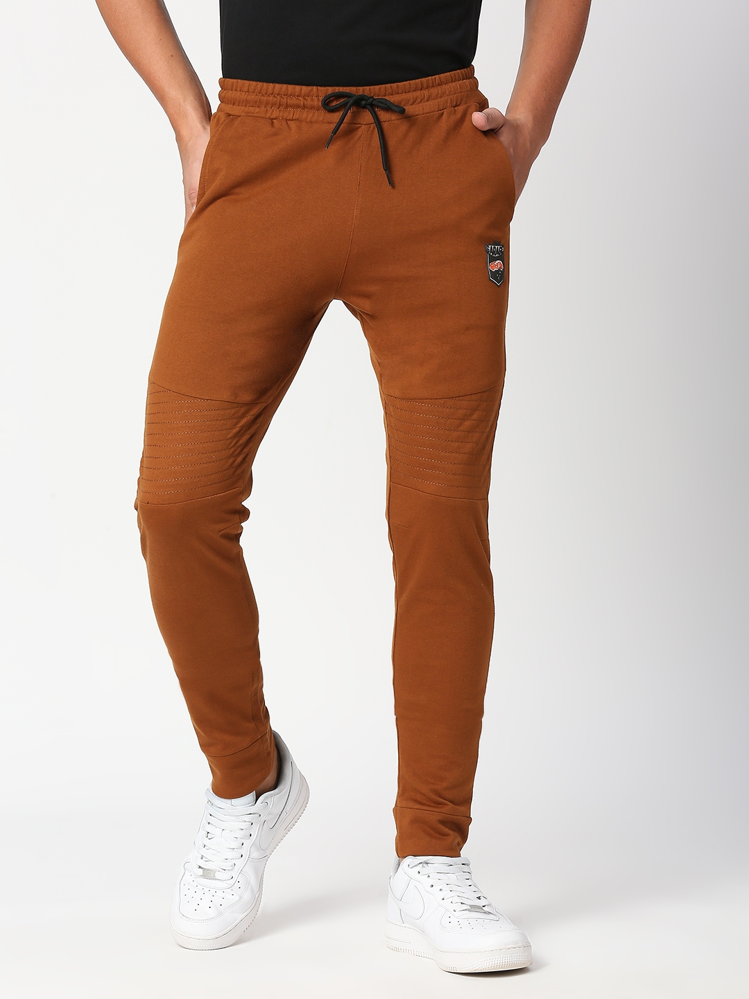 Fitz Solids Cotton Blend Regular Fit Track Pants - Camel Brown