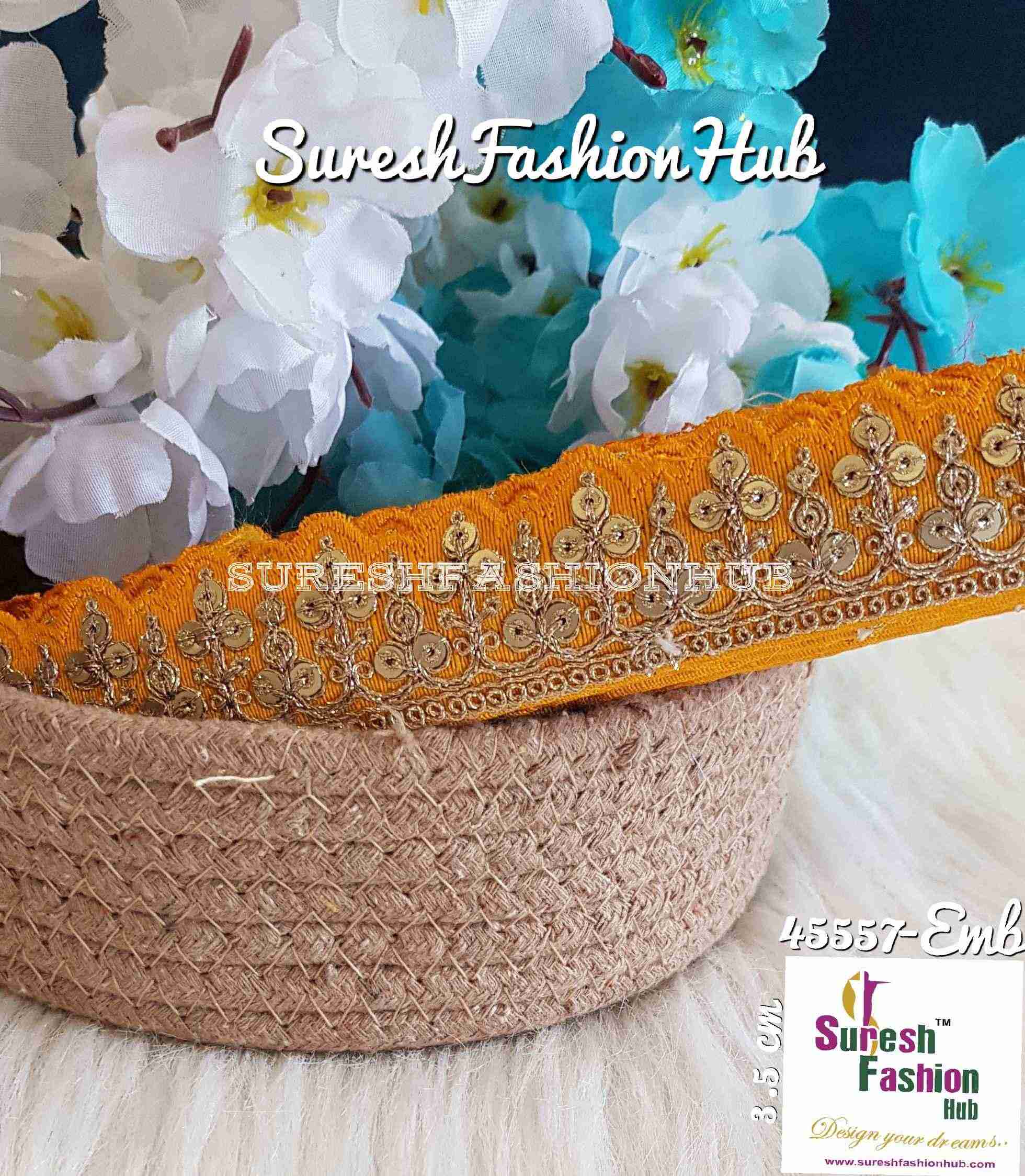 Sequenced Yellow Charming Embroidered Trim
