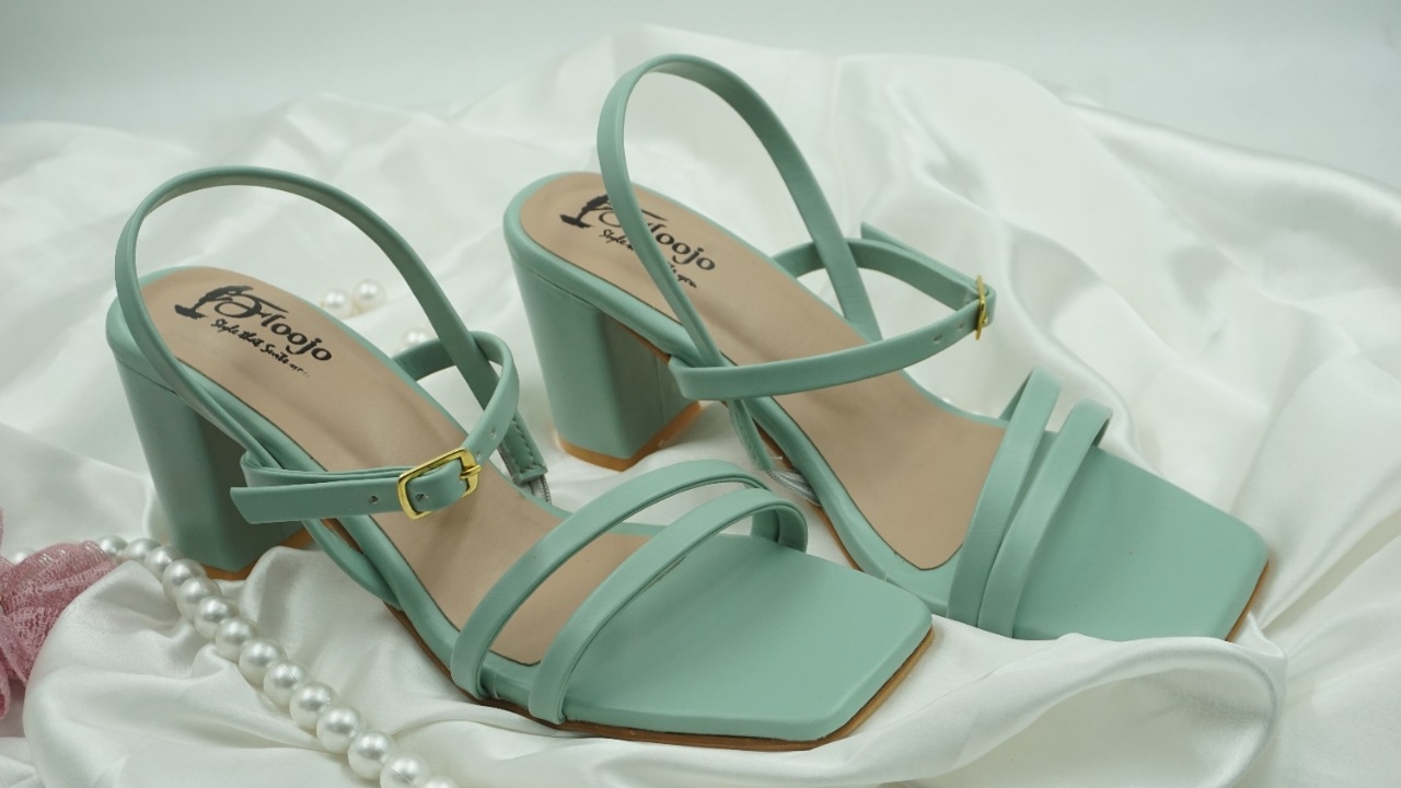 Sea green Double strap open heel