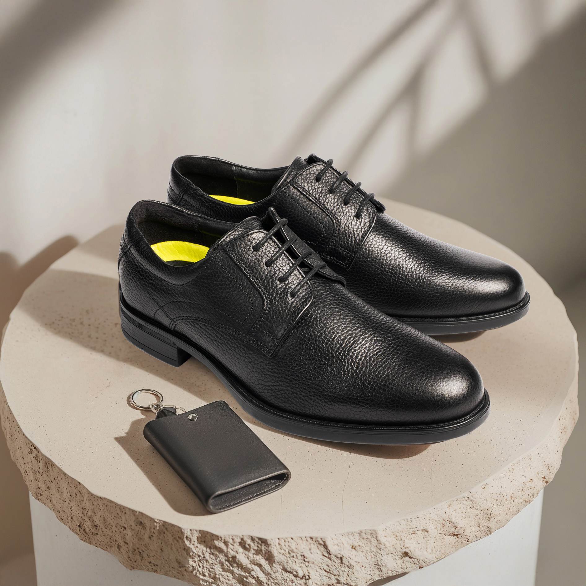 Florsheim Mens Black Leather Perforated Derby Dress Shoes Square Toe Lace Up 7.5 Florsheim Roseto Luxe Leather Plain Toe Oxfords, Black  main image 2