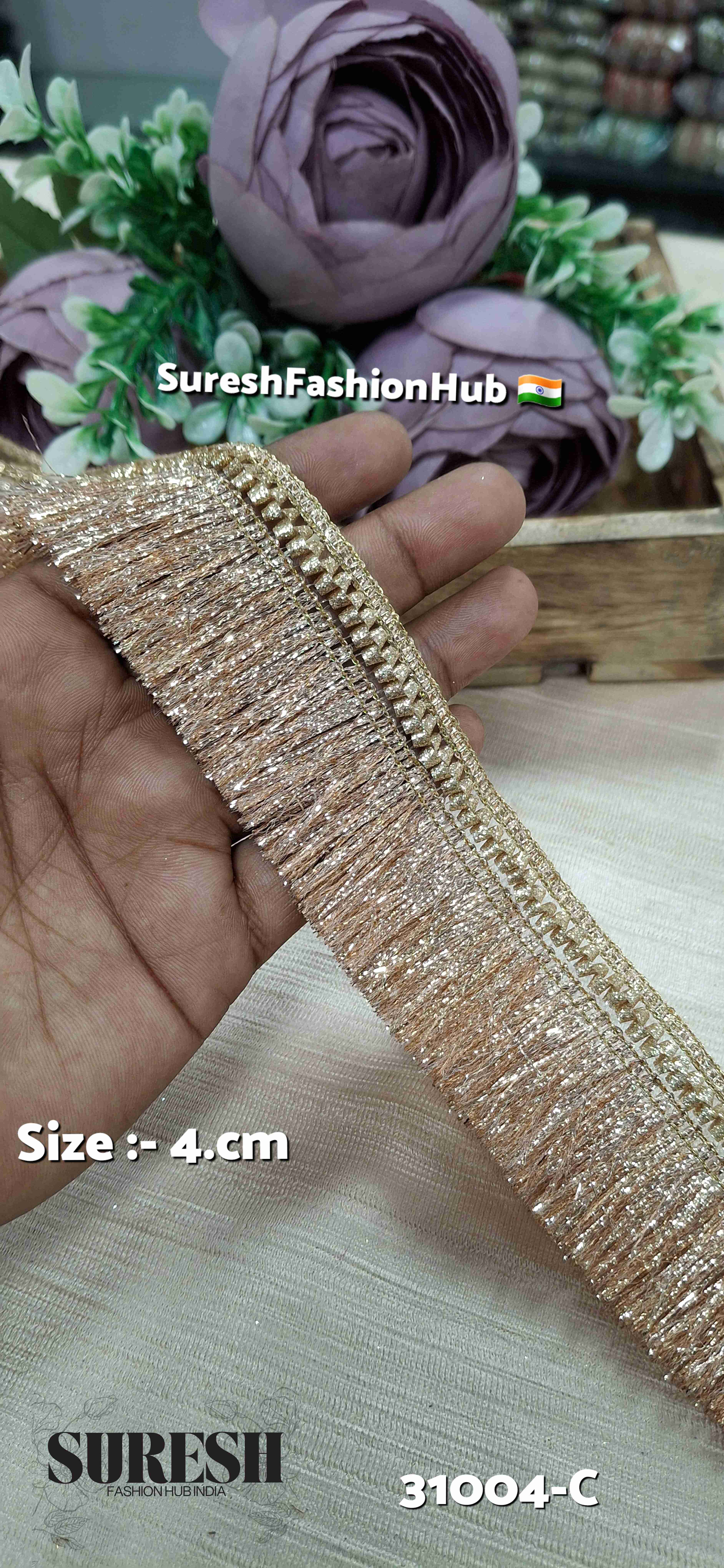 Rose Gold Badla Fringe Lace