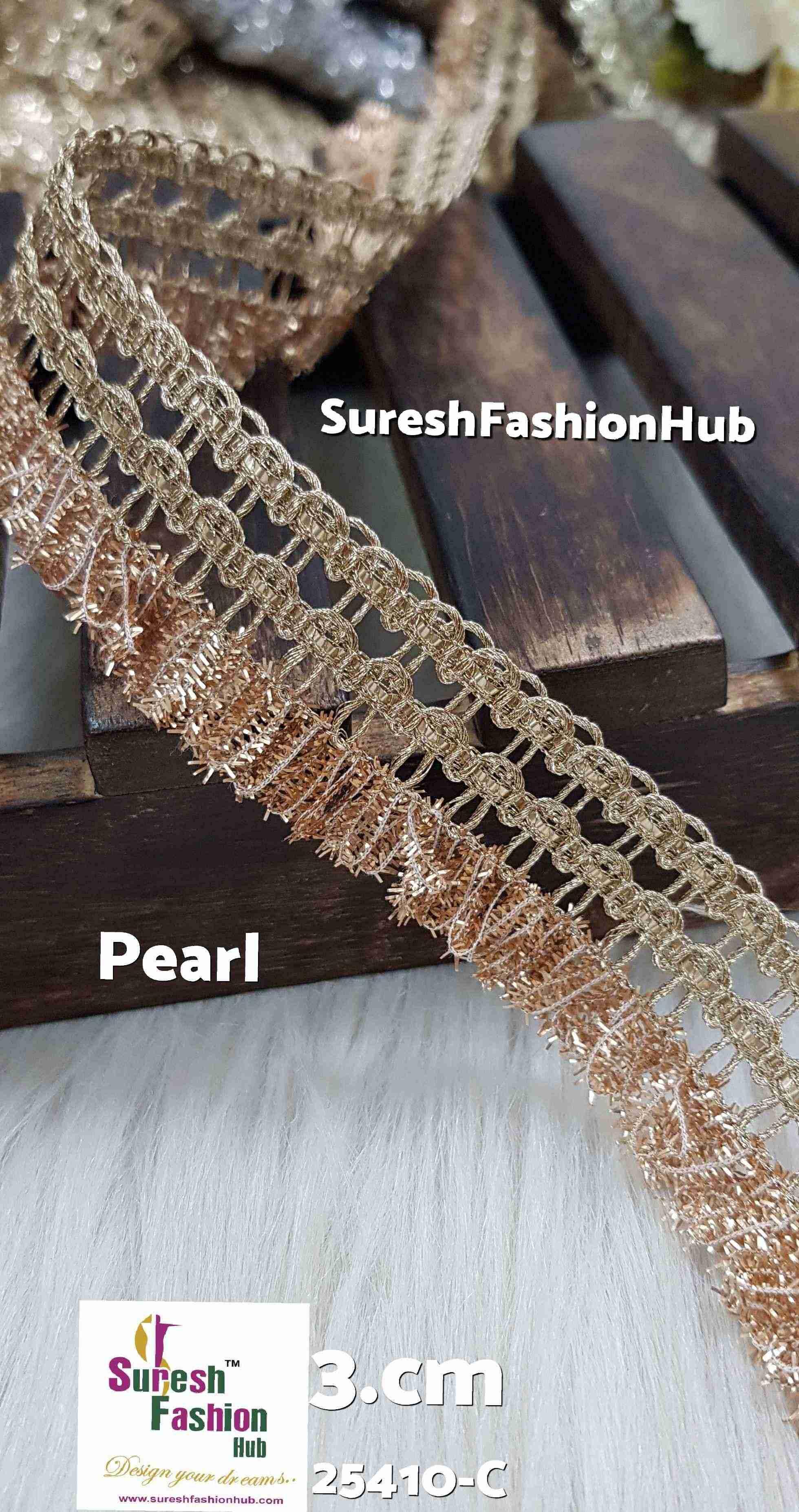 Pearl Gold Jhalar Machine Lace