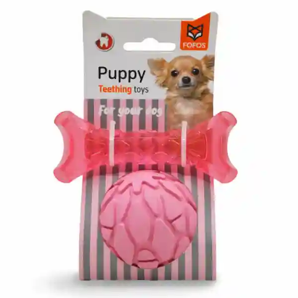 FOFOS Milk Bone & Ball Durable Interactive Chew Toy for Dogs - Pink