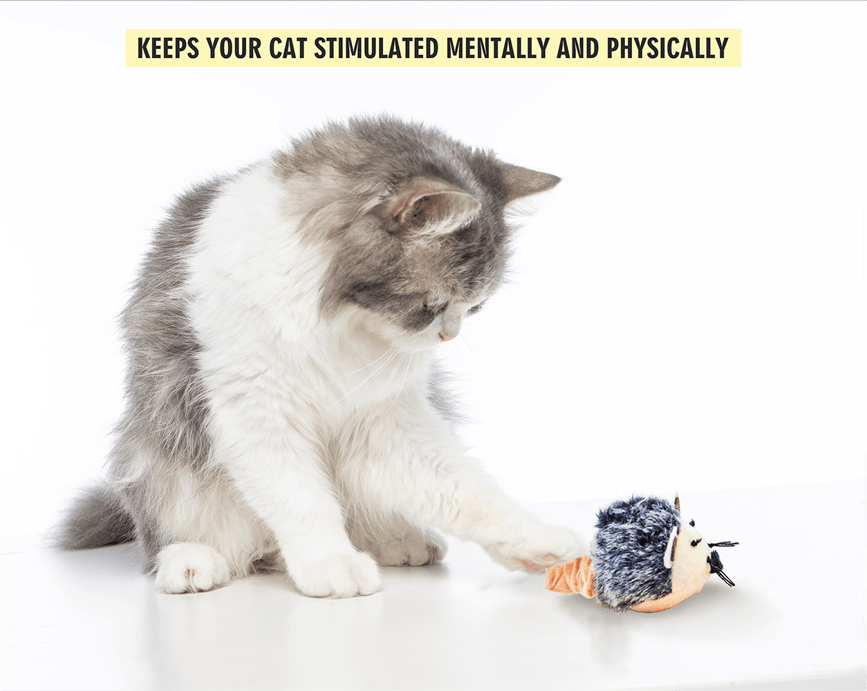 FOFOS Pull String & Sound Chip Mouse Shaped Electronic Toy for Cats (Grey)