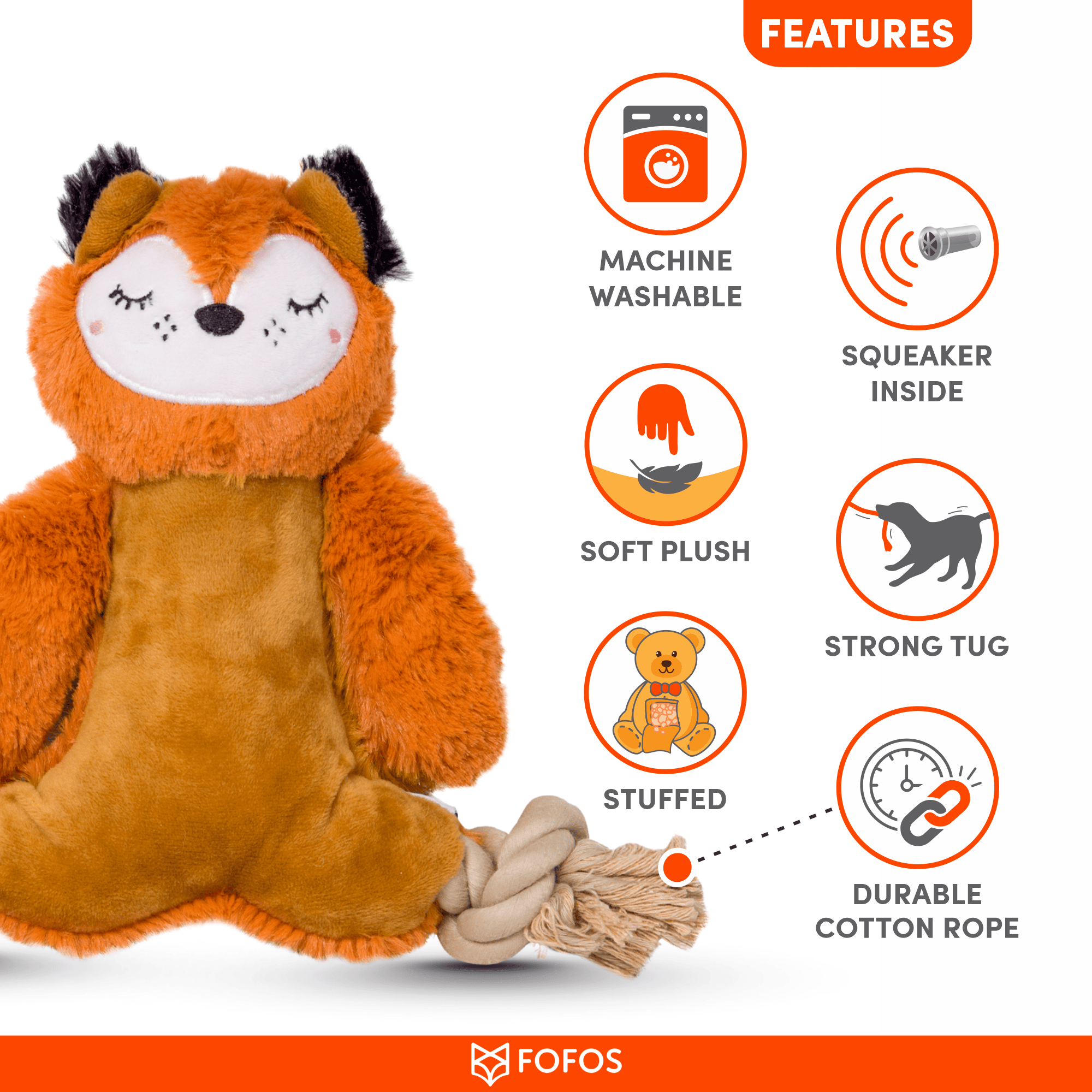 FOFOS Ropeleg Plush Bear Toy for Dogs