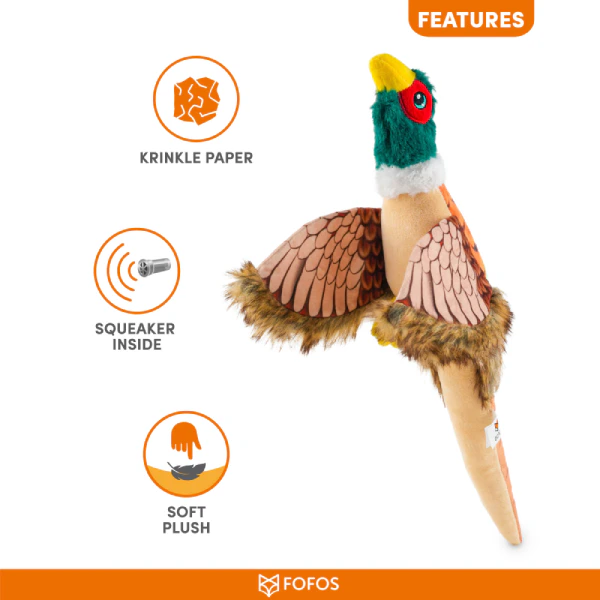 FOFOS Plush Pheasant Toy for Dogs