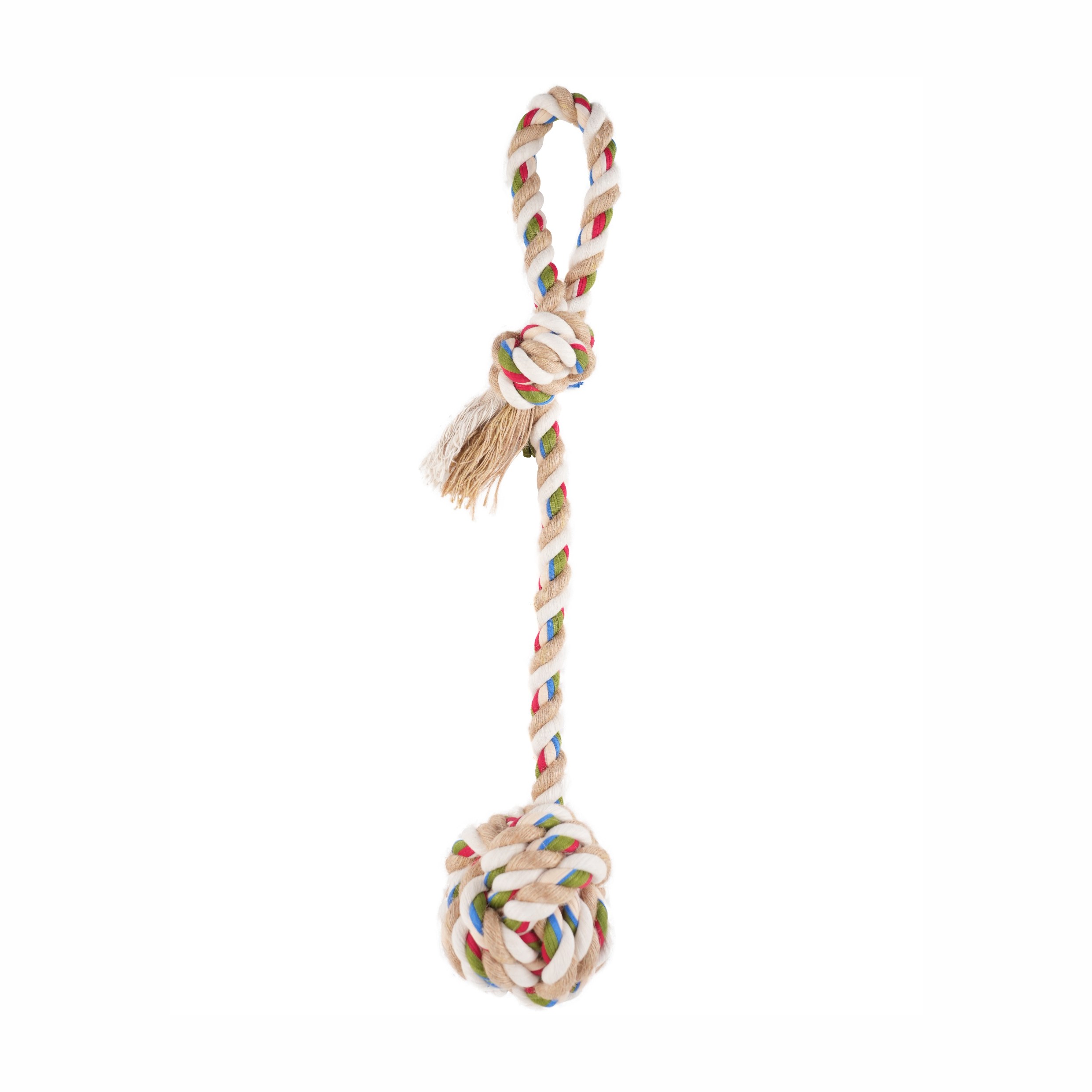 FOFOS Flossy Three Knots Rope with Ball Toy For Dogs