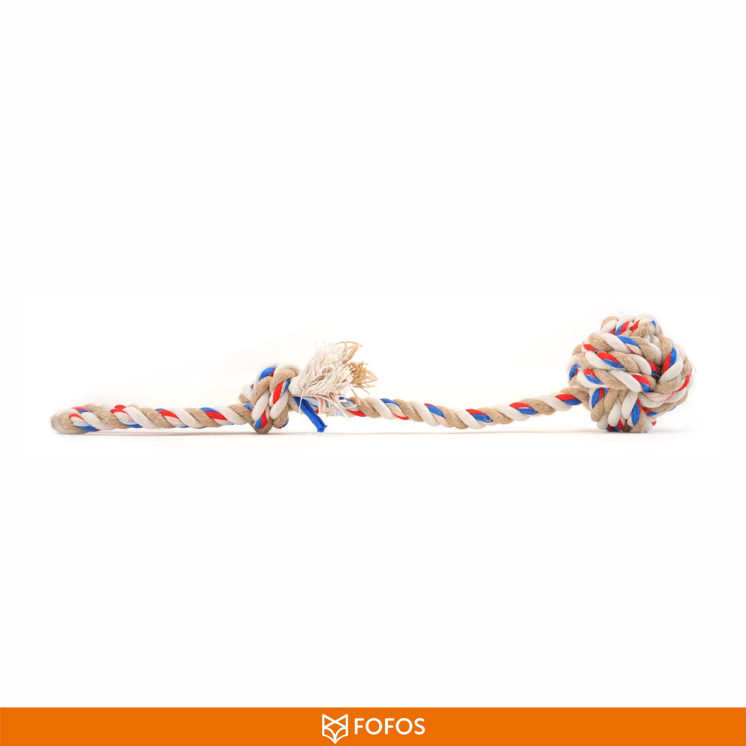 FOFOS Flossy Three Knots Rope with Ball Toy For Dogs