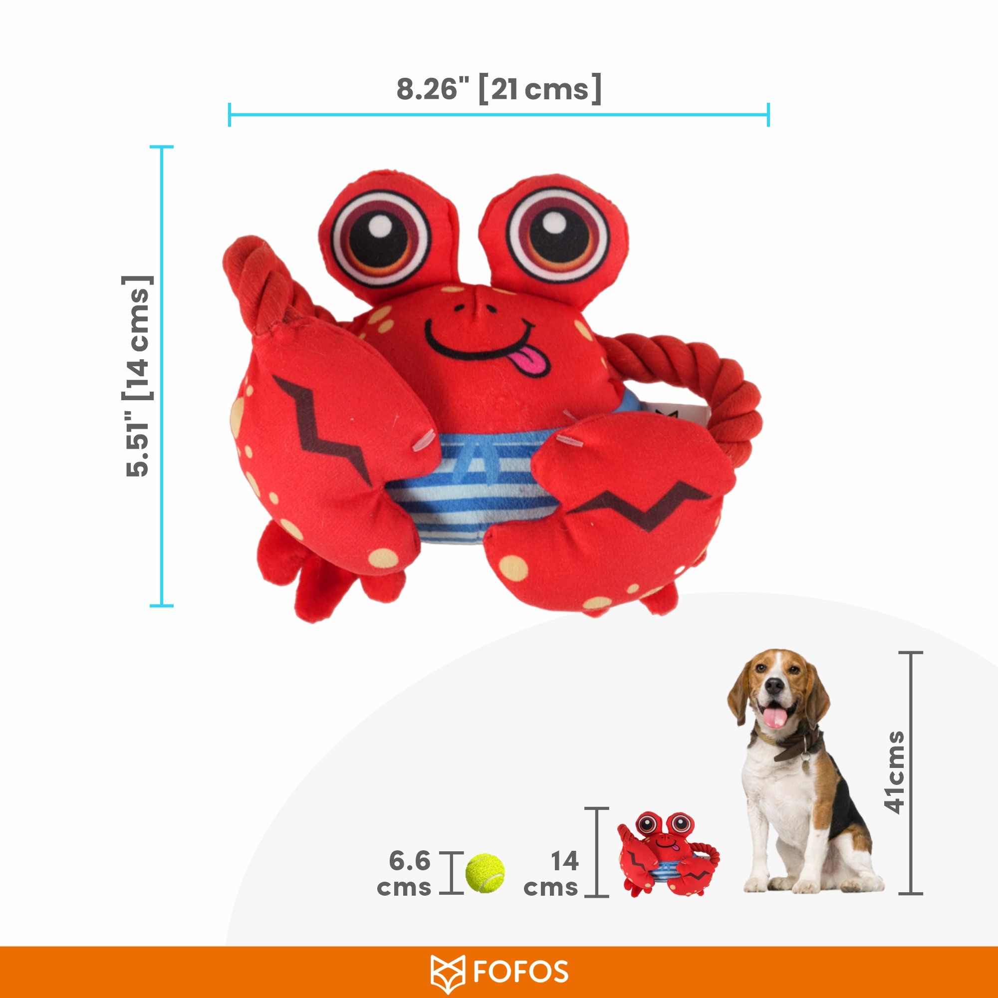 FOFOS Sealife Crab Plush Toy for Dogs