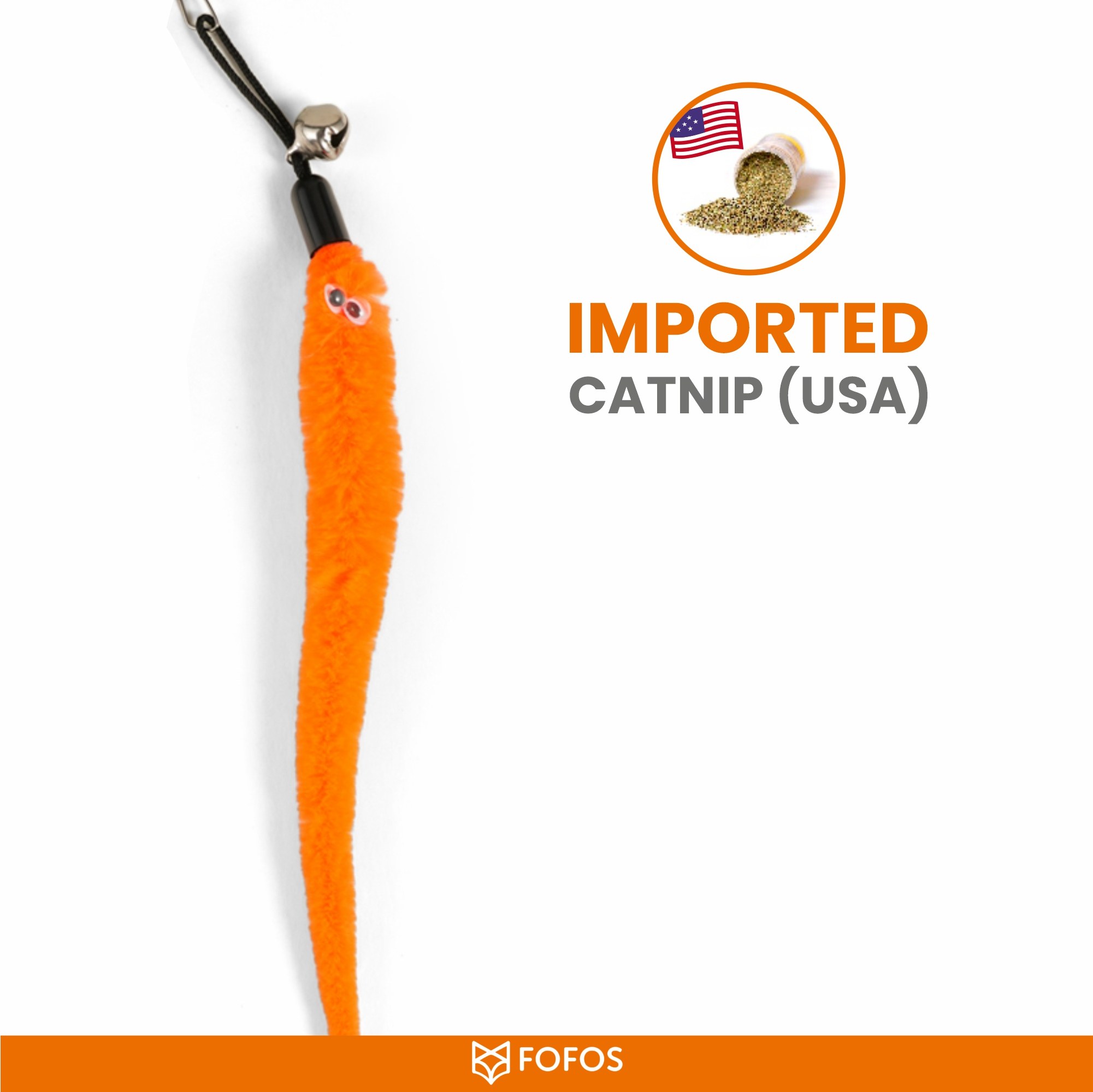FOFOS Retractable Worm Teaser Toy with Catnip for Cats