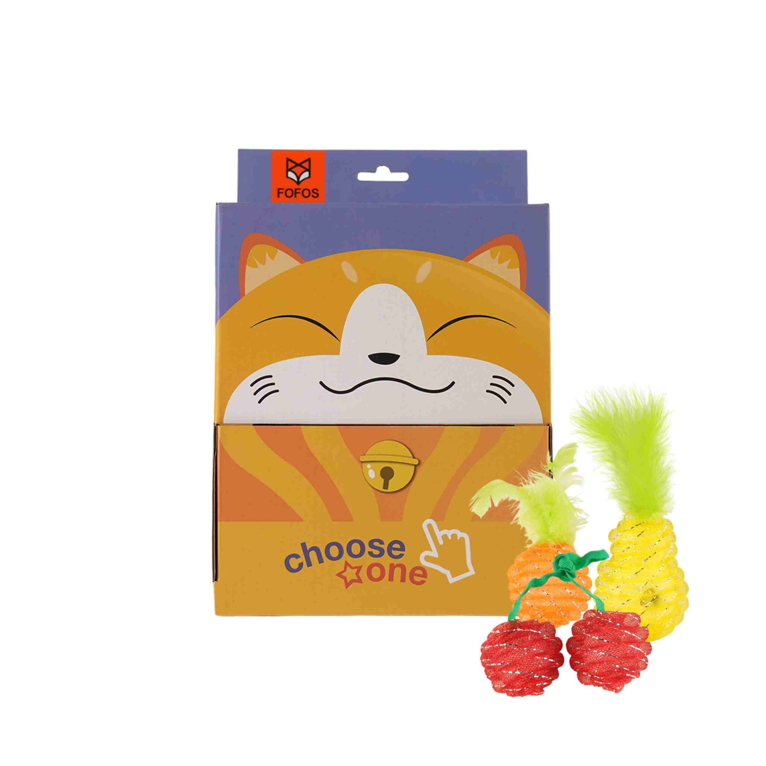 FOFOS Fruity Netting Ball Box Toy for Cats 24 Pieces