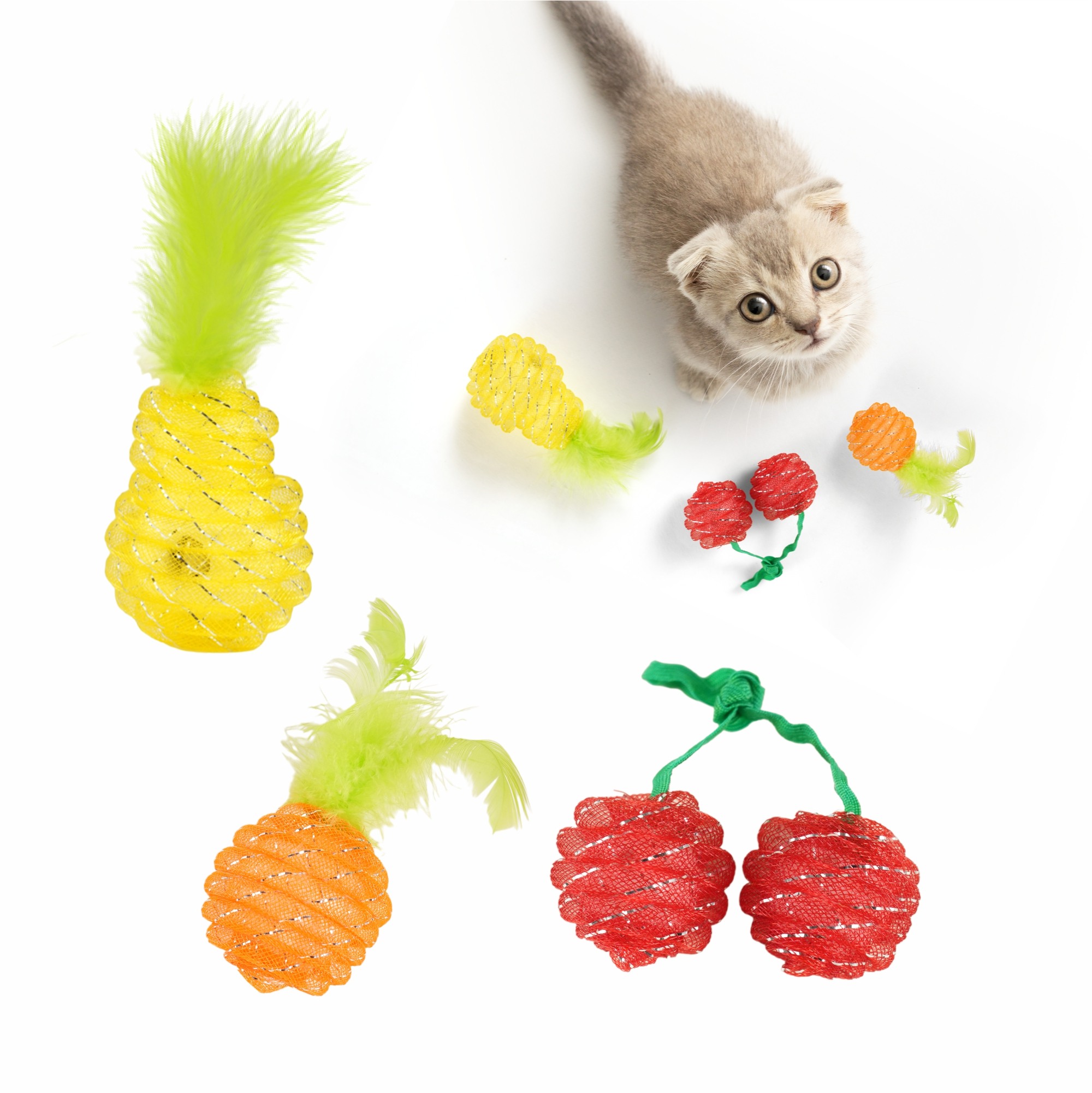 FOFOS Fruity Netting Ball Box Toy for Cats (1 Piece)