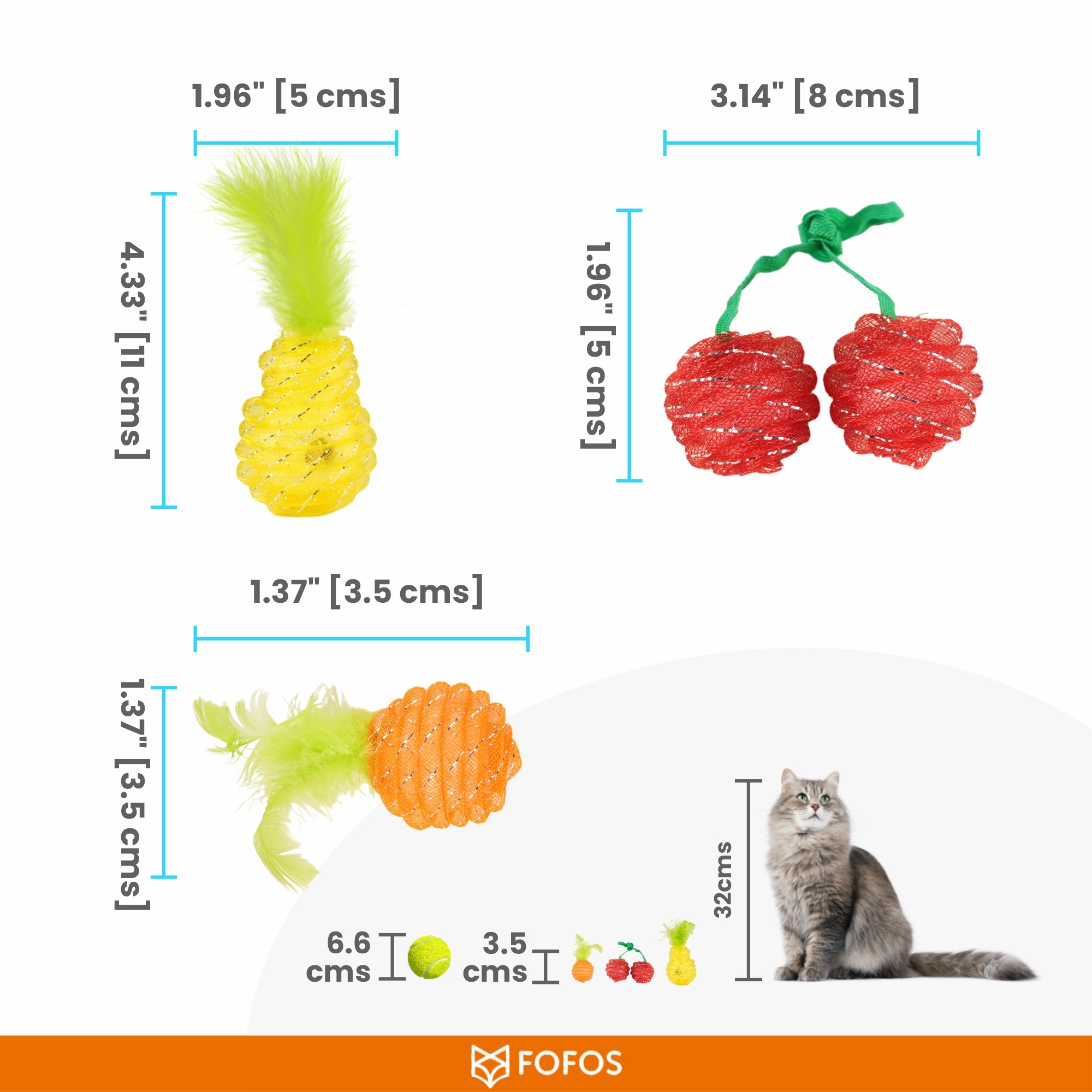 FOFOS Fruity Netting Ball Box Toy for Cats (1 Piece)