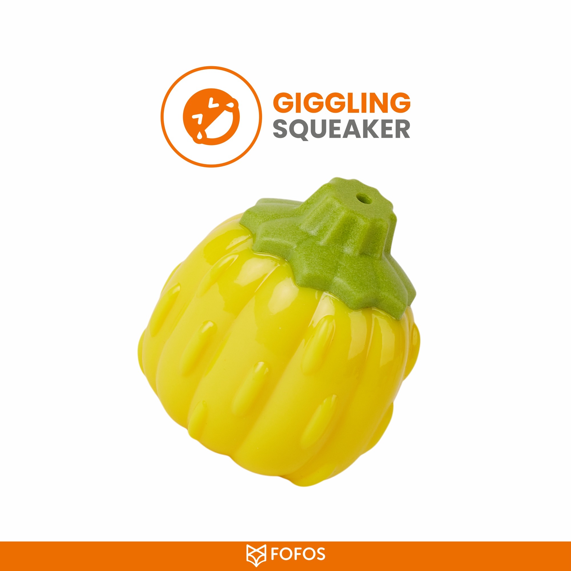 FOFOS Giggling Vegi Bites Pumpkin Squeaky Chew Toy for Dogs