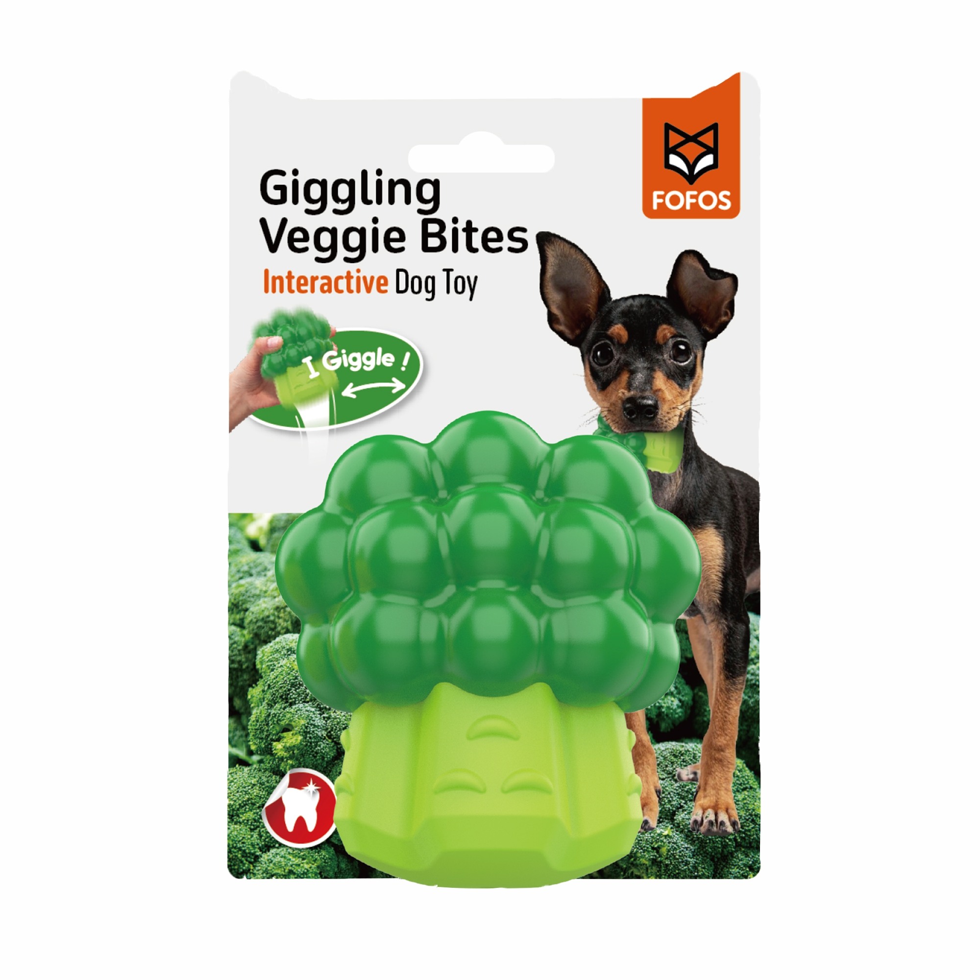FOFOS Giggling Vegi Bites Broccoli Squeaky Chew Toy for Dogs