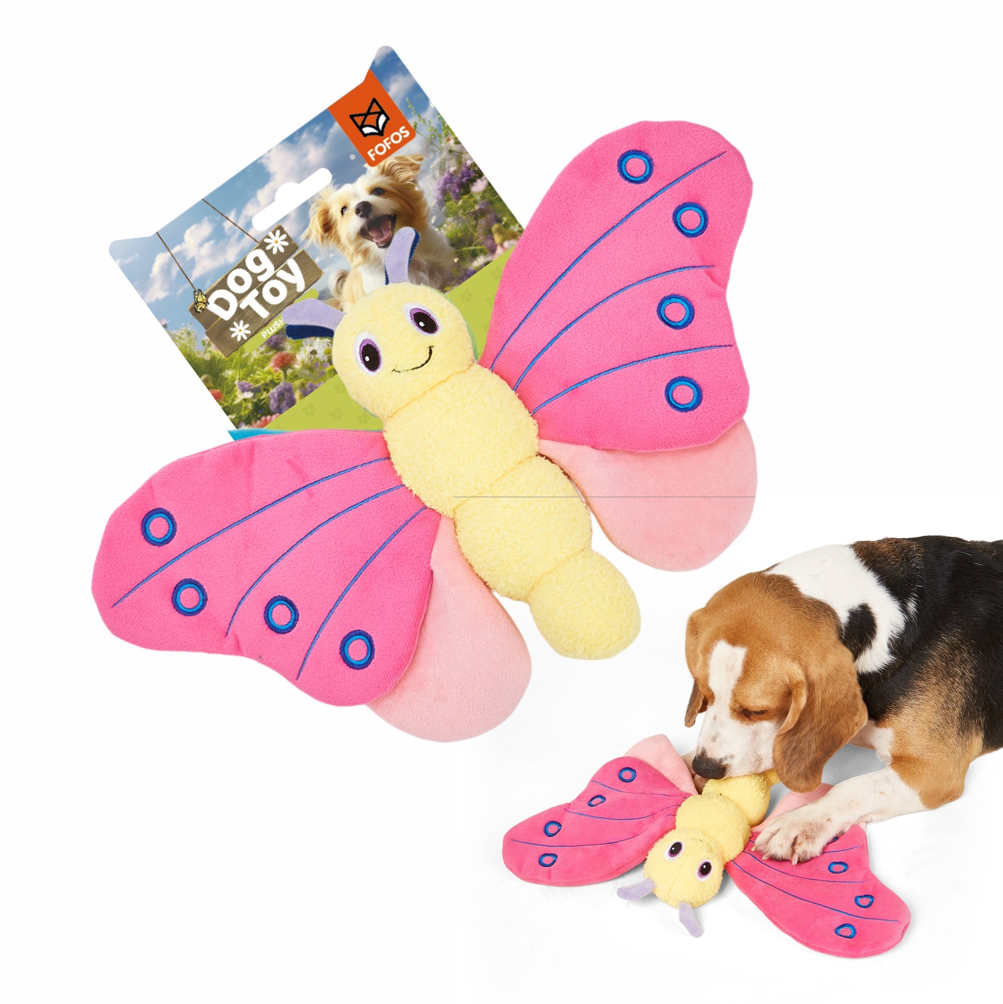 FOFOS Jumbo Butterfly Plush Toy for Dogs (Pink)