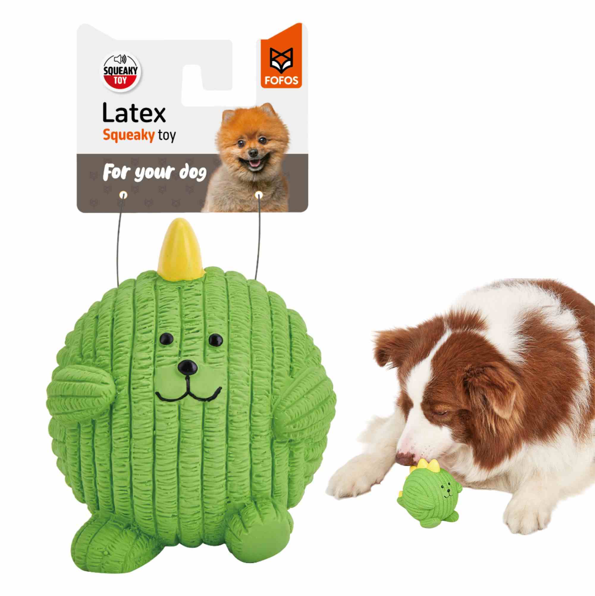 FOFOS Latex Dinosaur Ball Squeaky Toy for Dogs (Green)