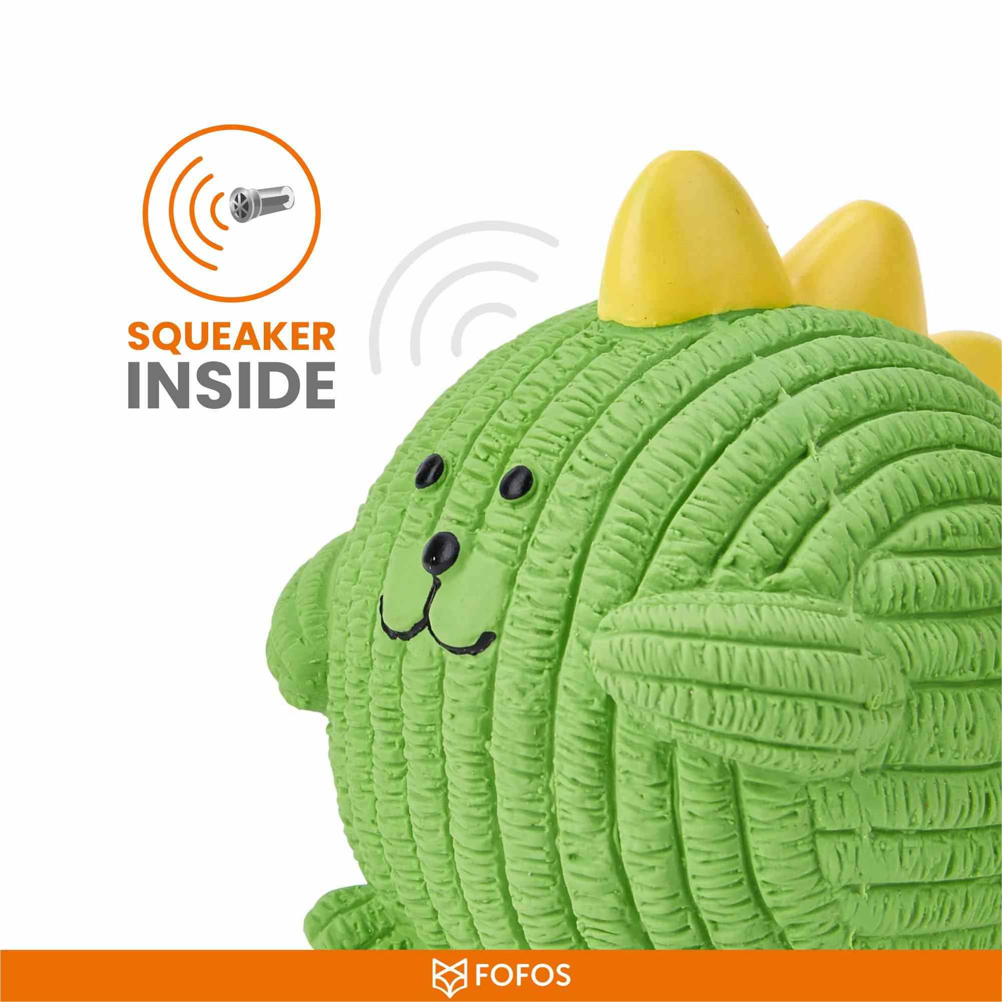 FOFOS Latex Dinosaur Ball Squeaky Toy for Dogs (Green)