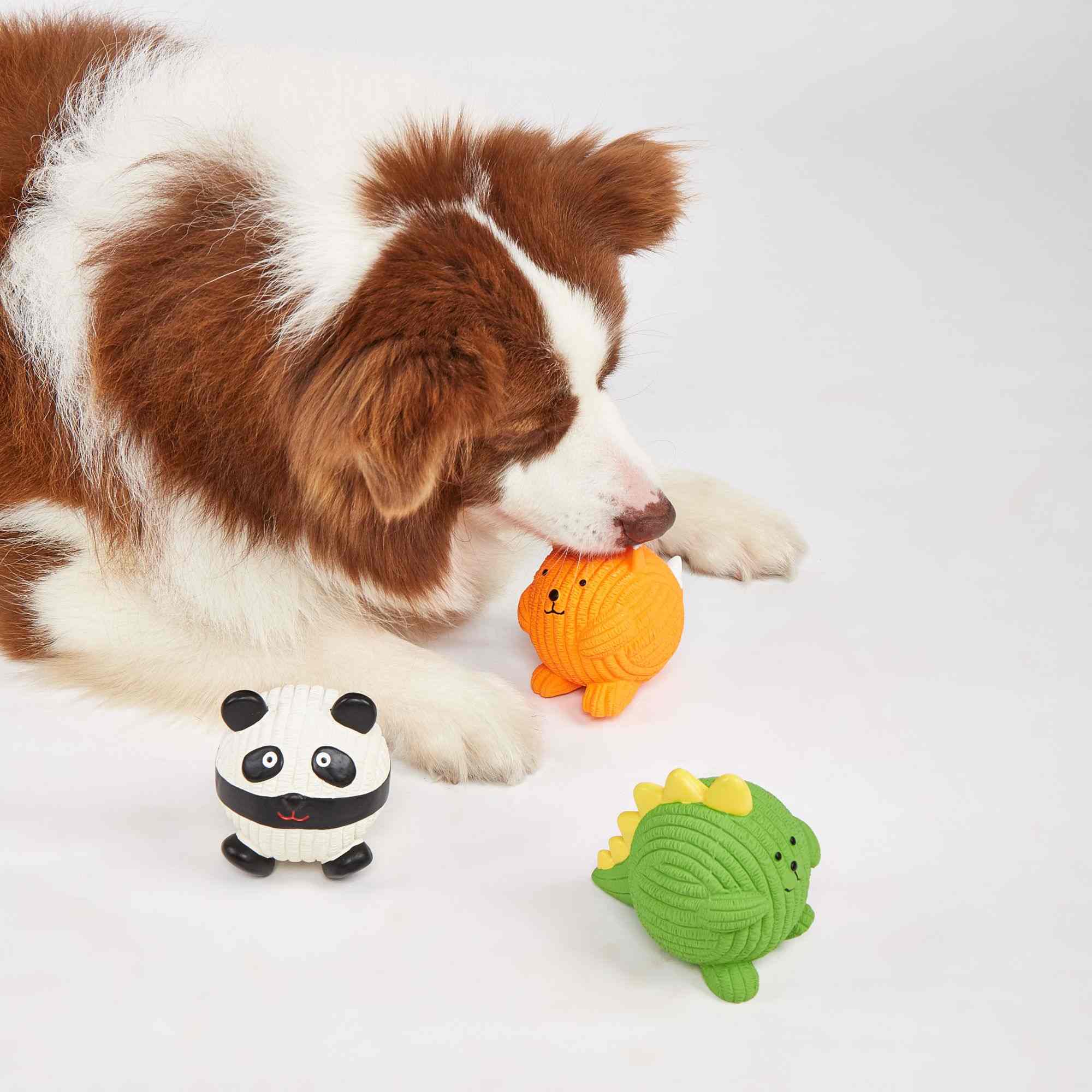 FOFOS Latex Dinosaur Ball Squeaky Toy for Dogs (Green)