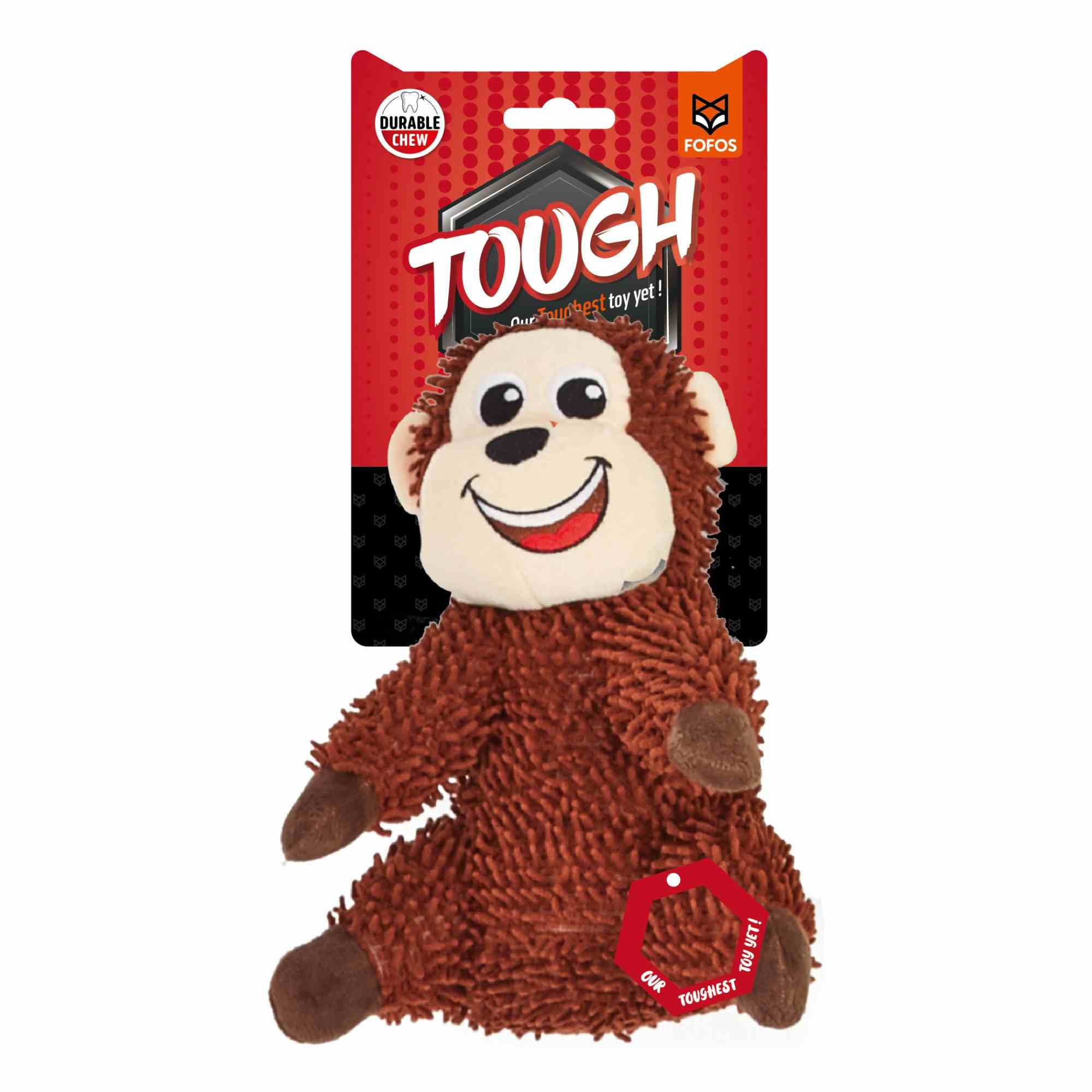 FOFOS Monkey Tough Squeaky Toy for Dogs (Brown)