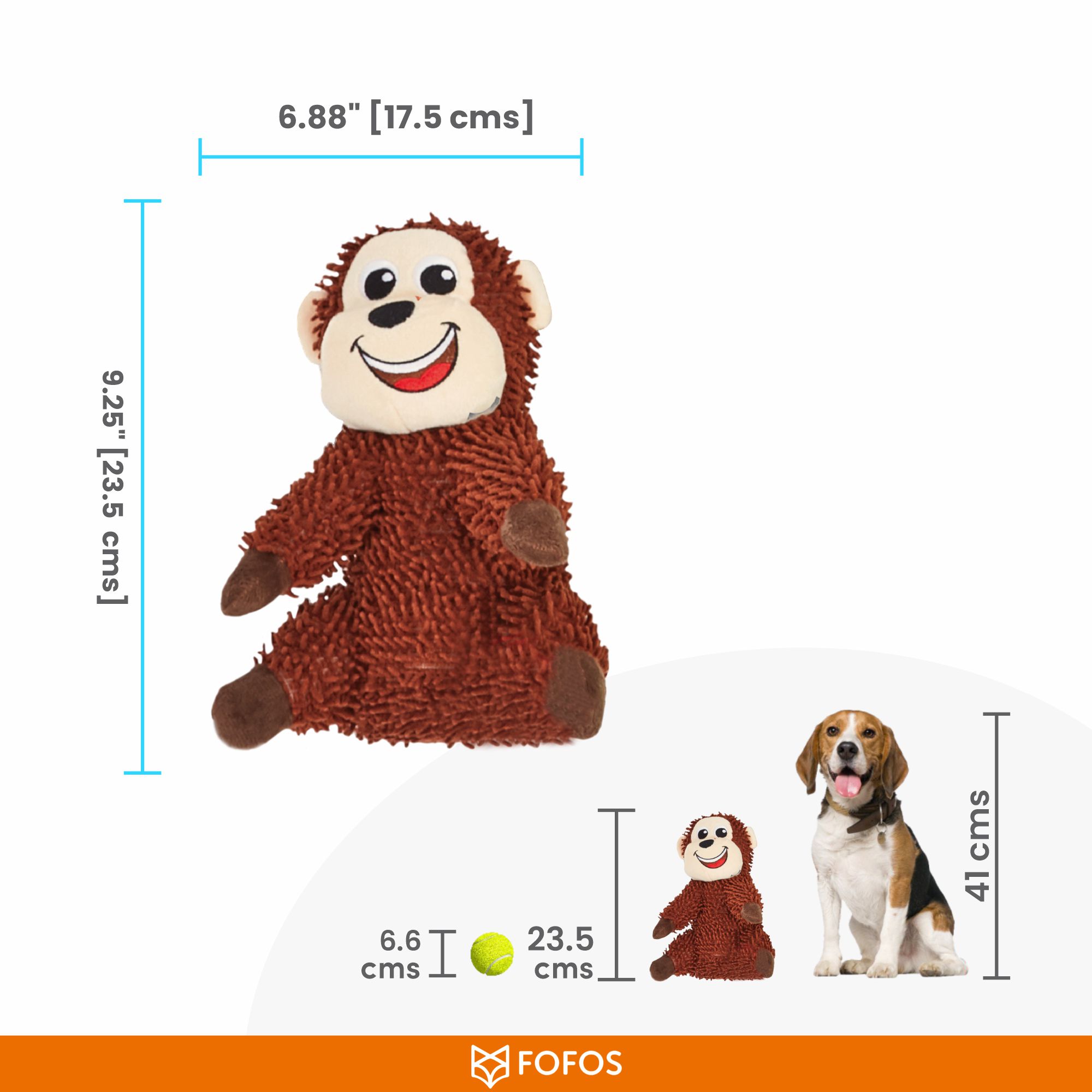 FOFOS Monkey Tough Squeaky Toy for Dogs (Brown)