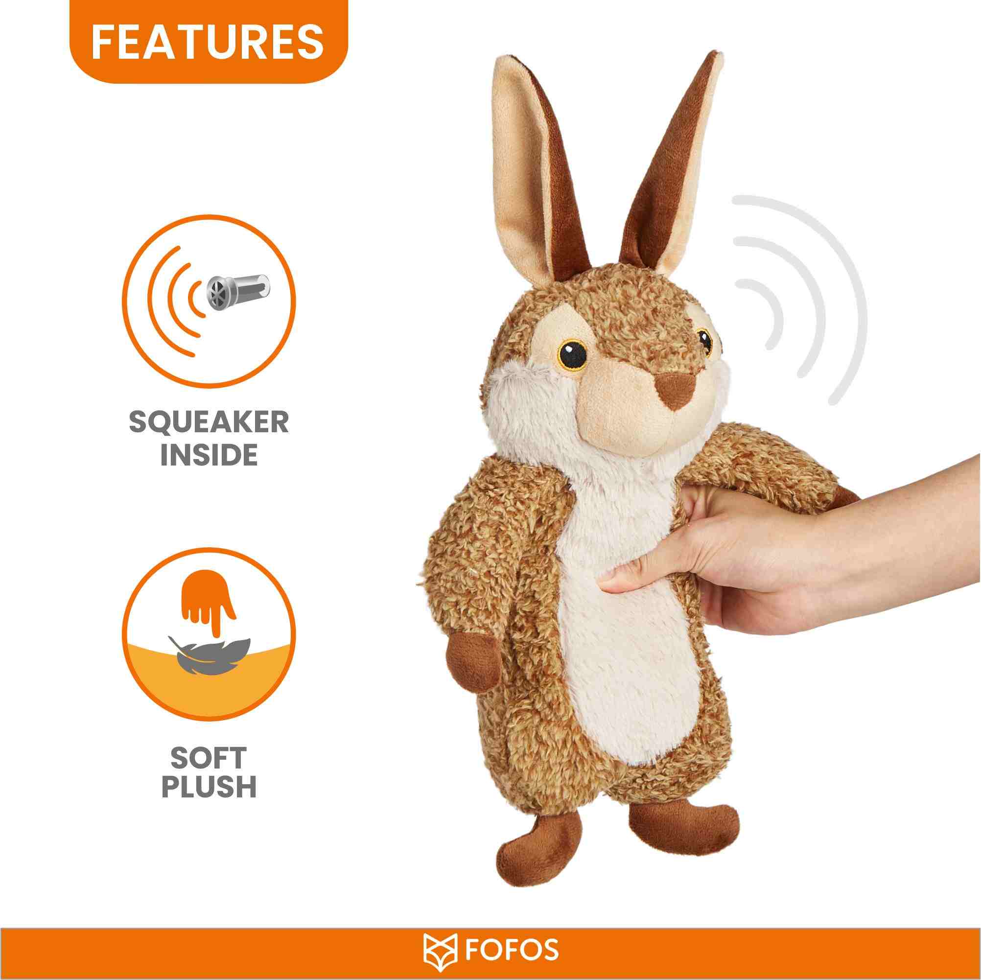 FOFOS Wildlife Rabbit Plush Toy for Dogs