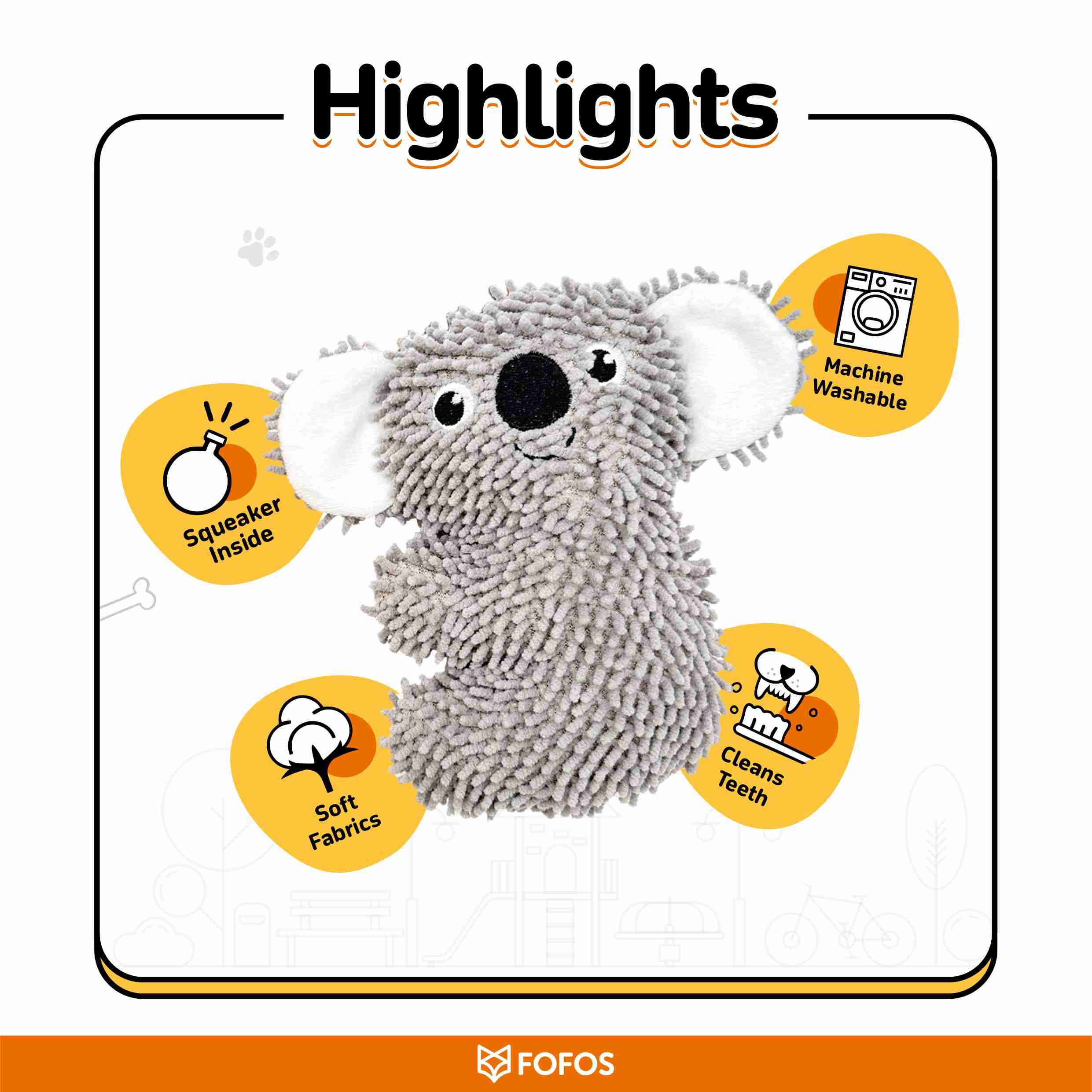 FOFOS Tough Koala Chew Toy for Dogs