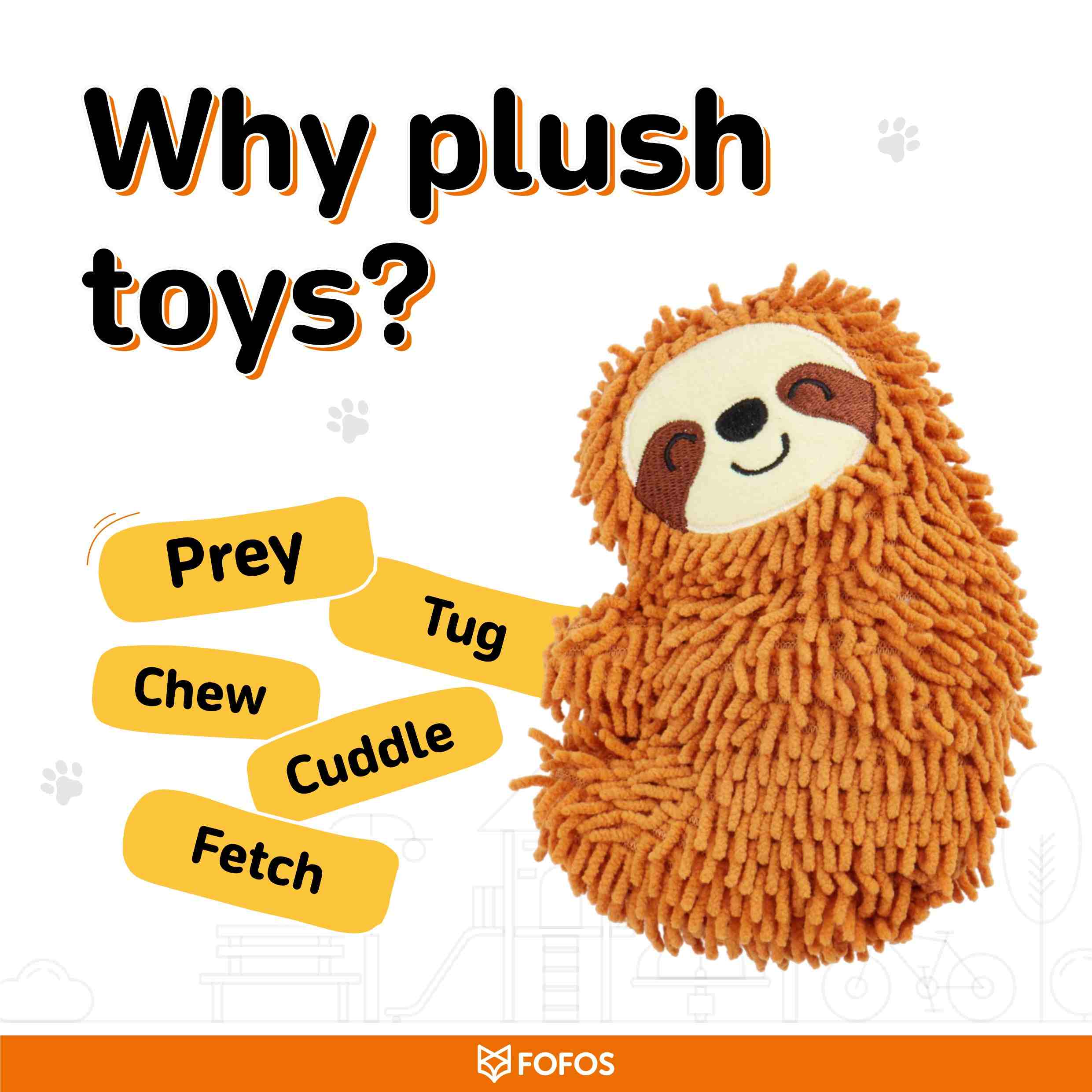 FOFOS Tough Sloth Soft & Squeaky Toy for Dogs