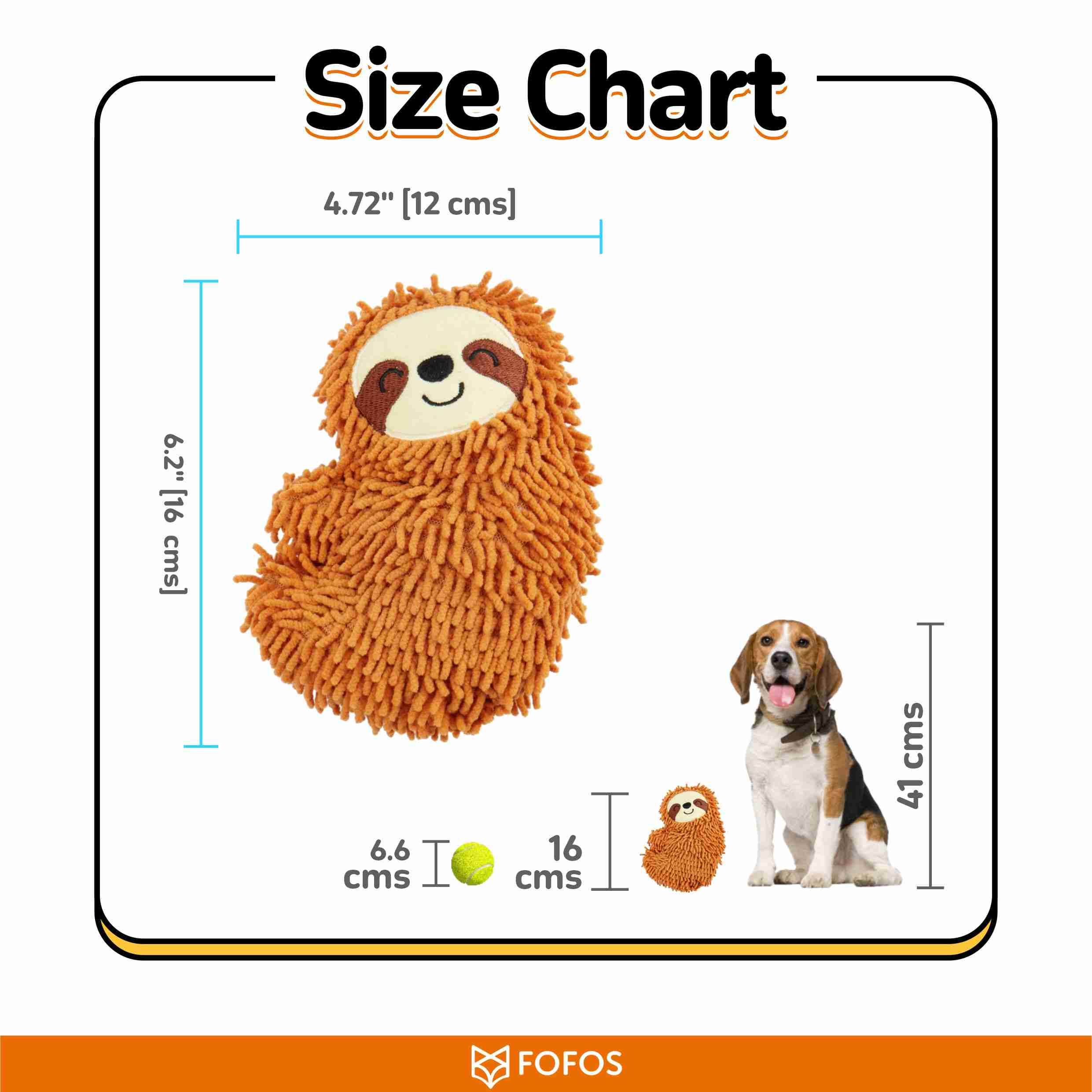 FOFOS Tough Sloth Soft & Squeaky Toy for Dogs