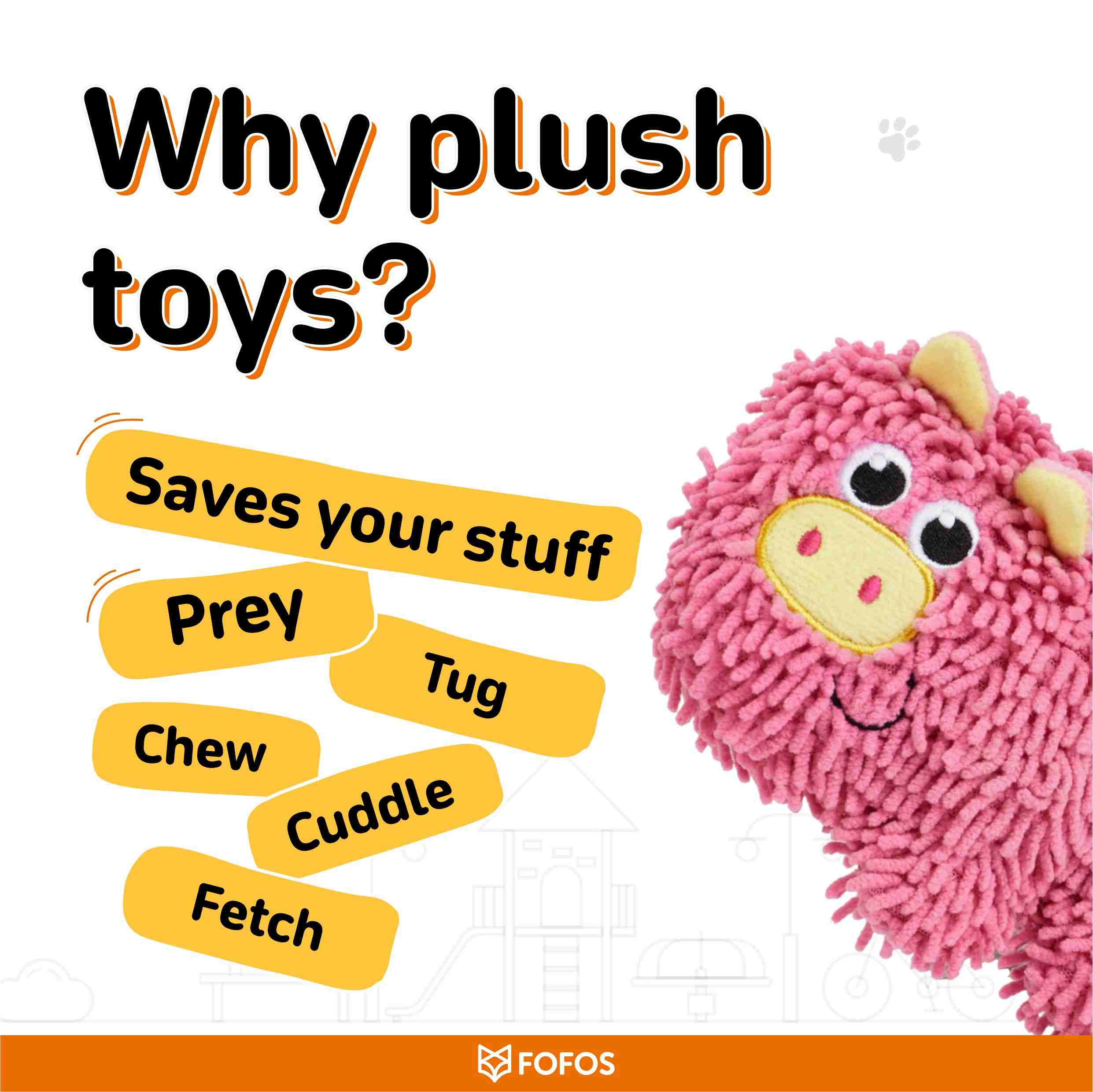 FOFOS Tough Pig Chew Toy for Dogs