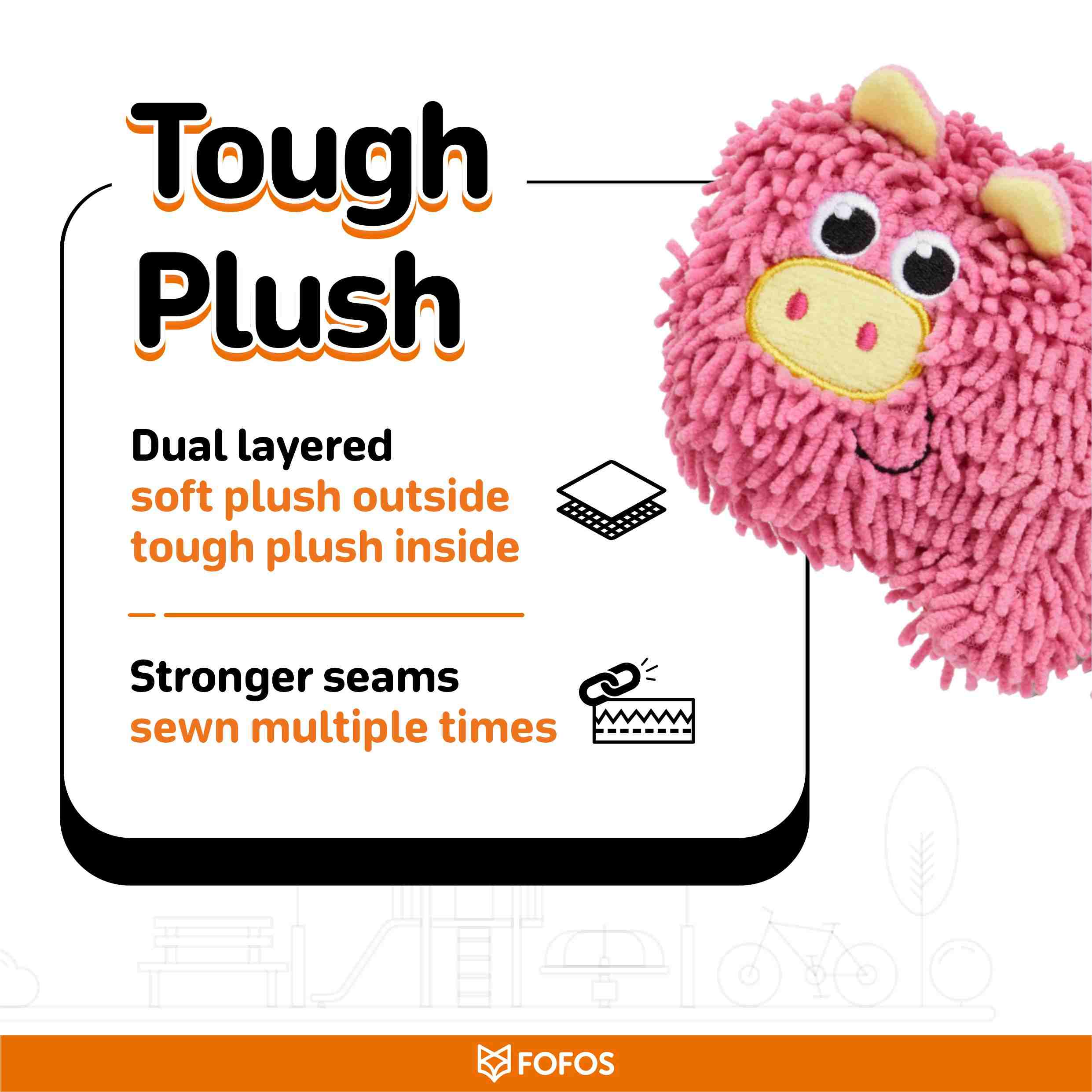 FOFOS Tough Pig Chew Toy for Dogs