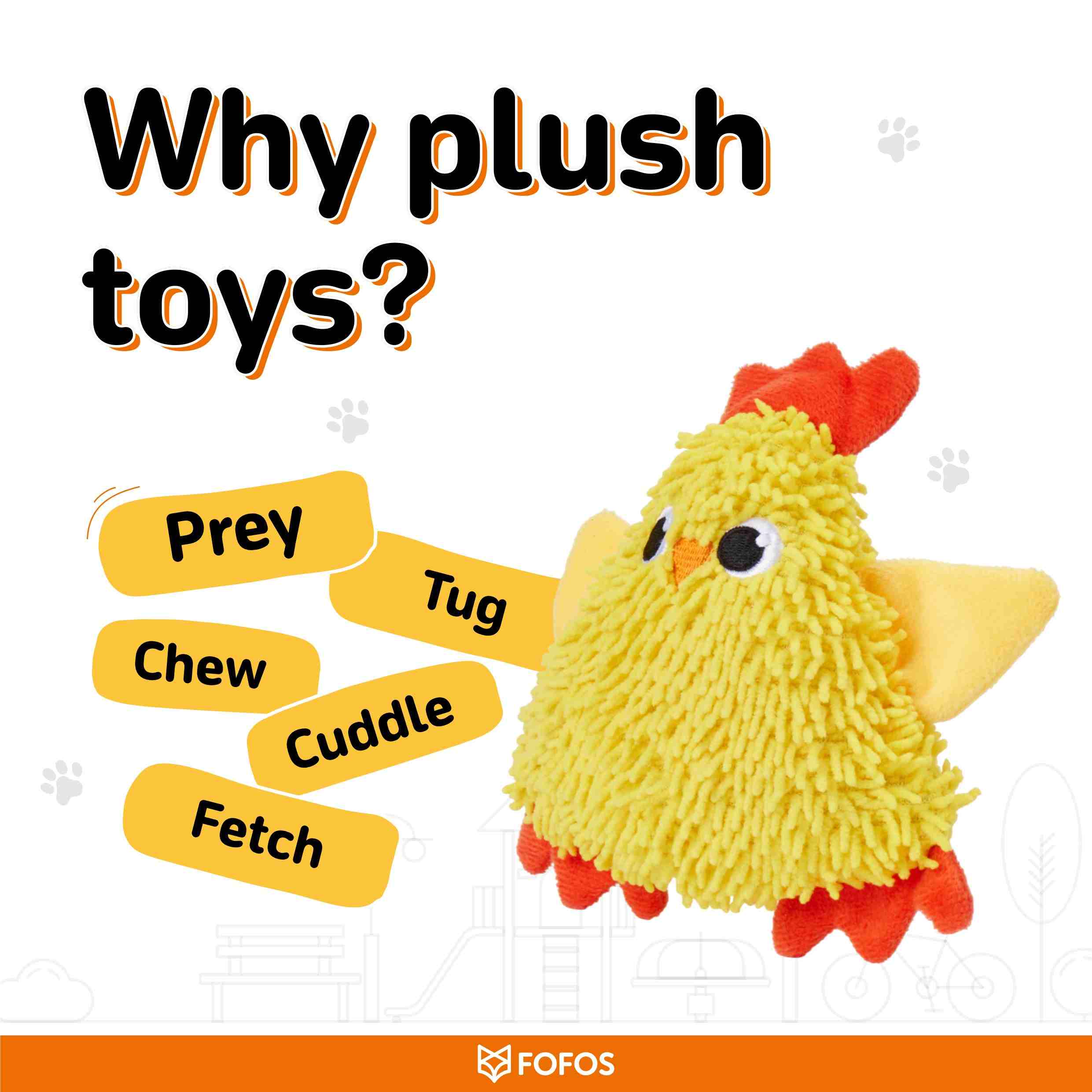 FOFOS Tough Squeaky Chick Toy for Dogs