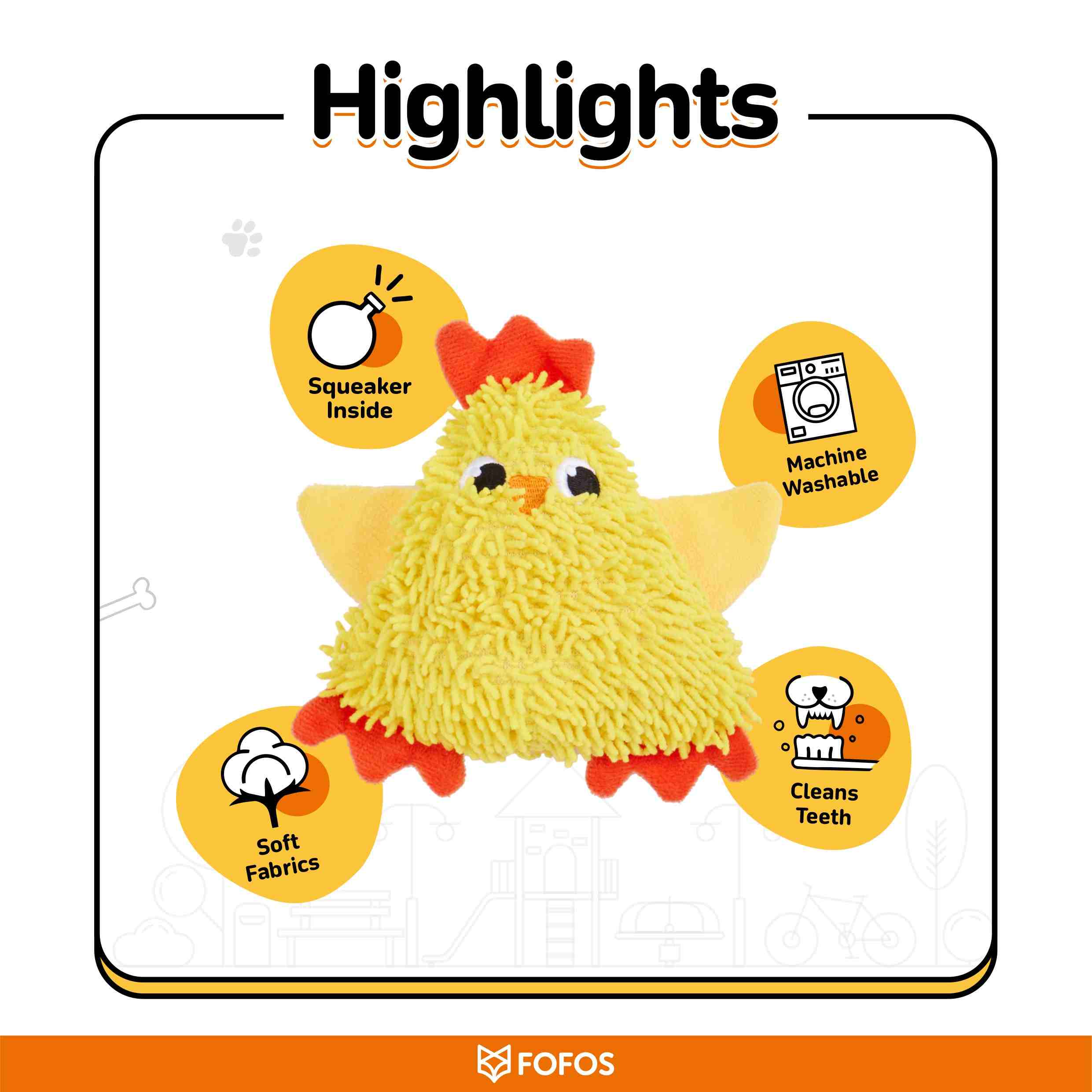 FOFOS Tough Squeaky Chick Toy for Dogs