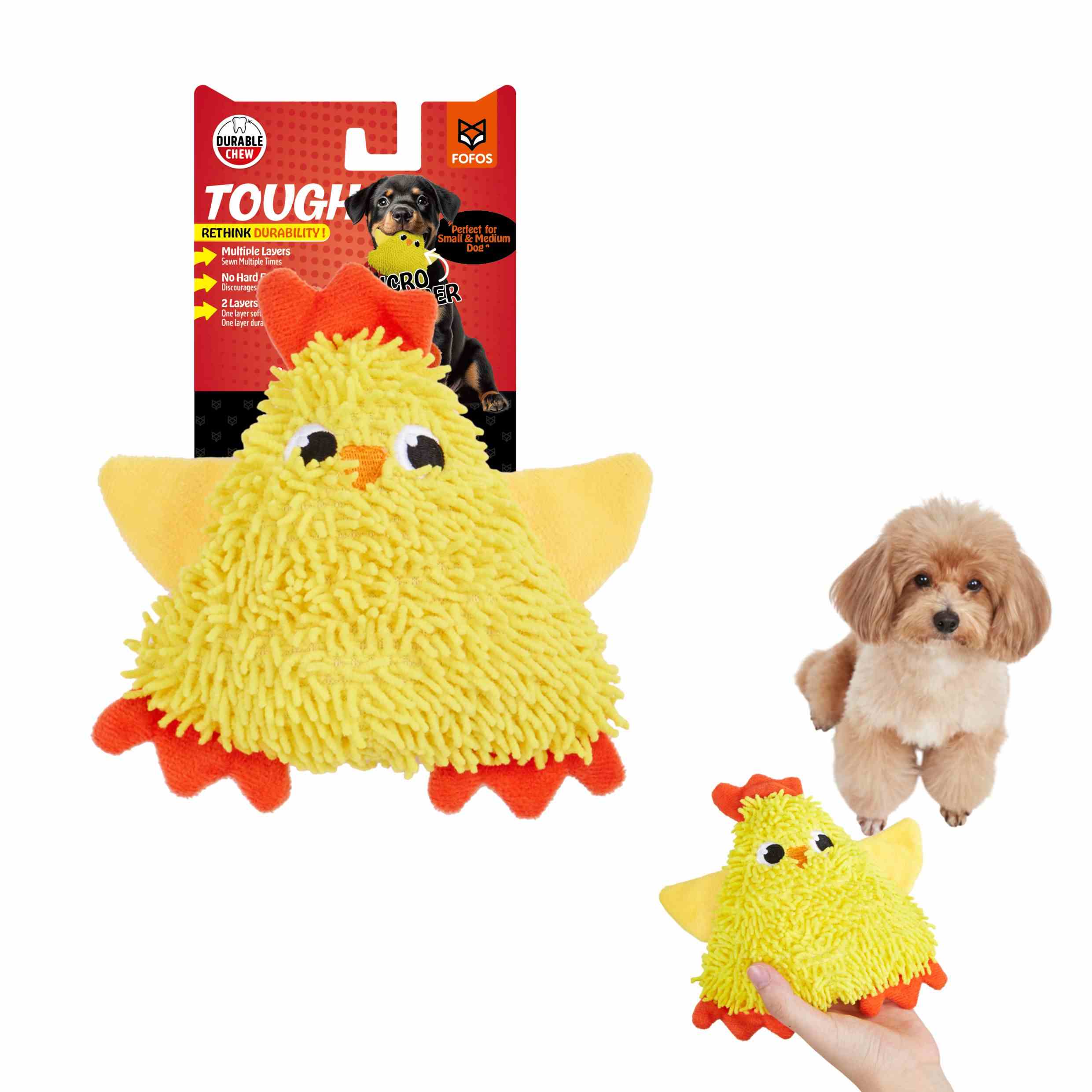 FOFOS Tough Squeaky Chick Toy for Dogs
