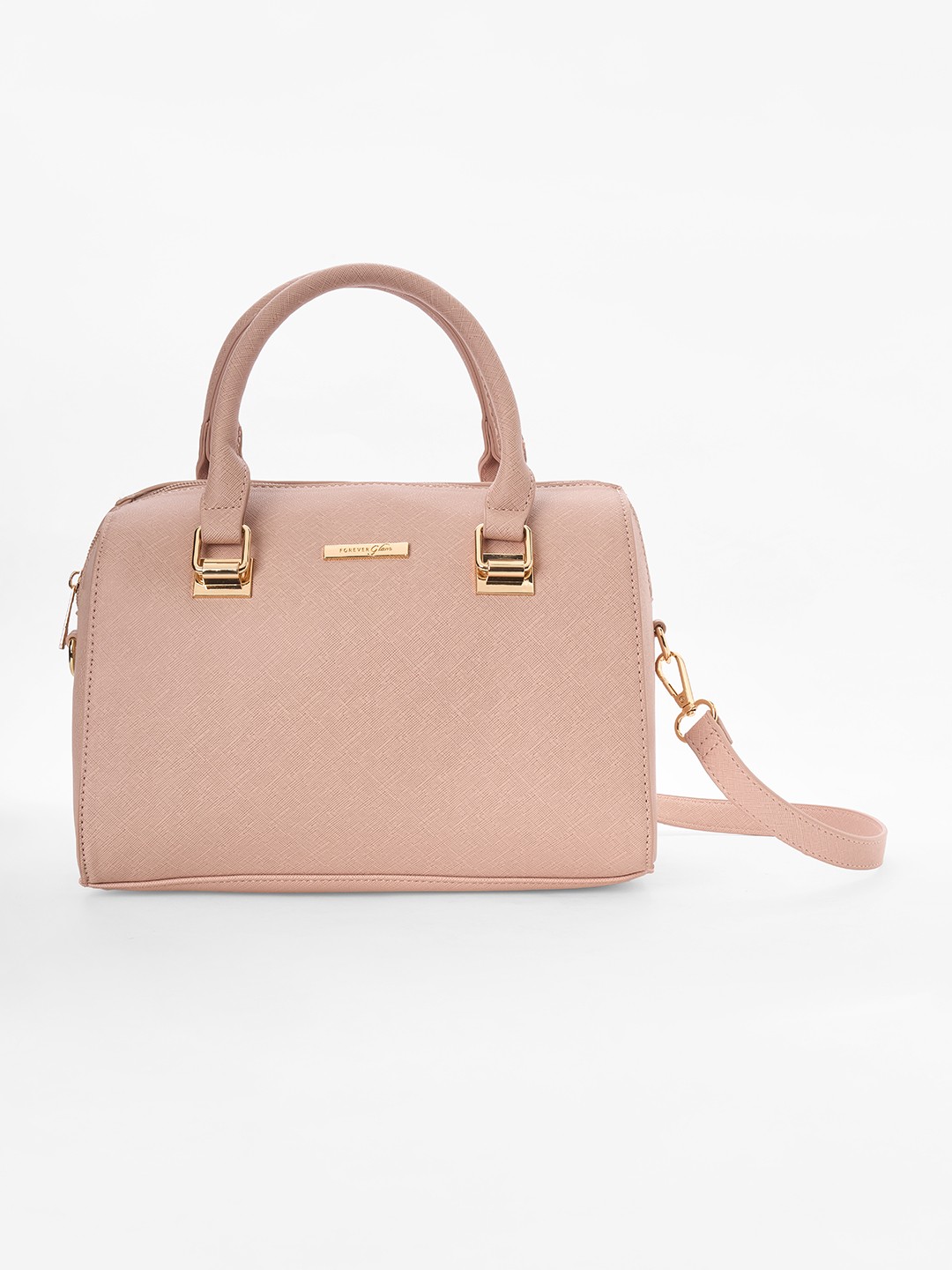 Blush Saffiano Textured Bowling Bag
