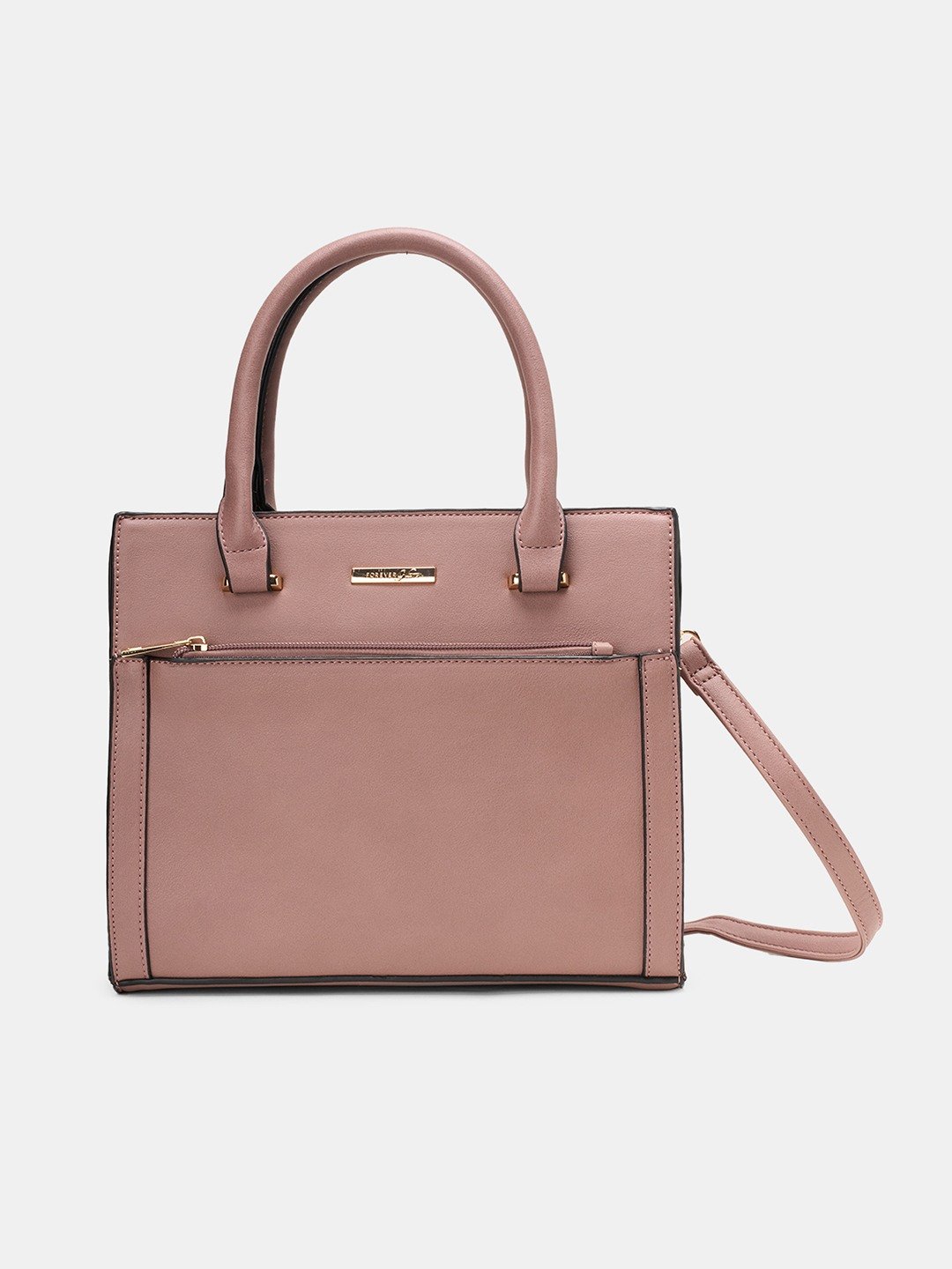Mauve Solid Structured Mini Bag
