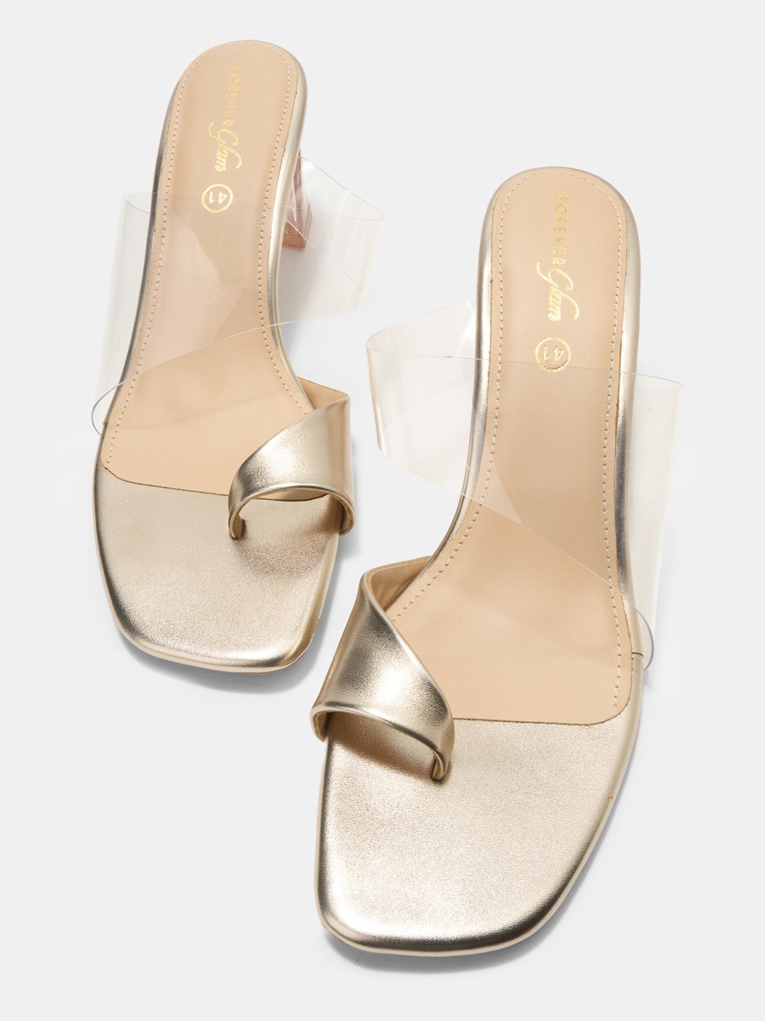 Gold Contemporary Block Heel Sandals