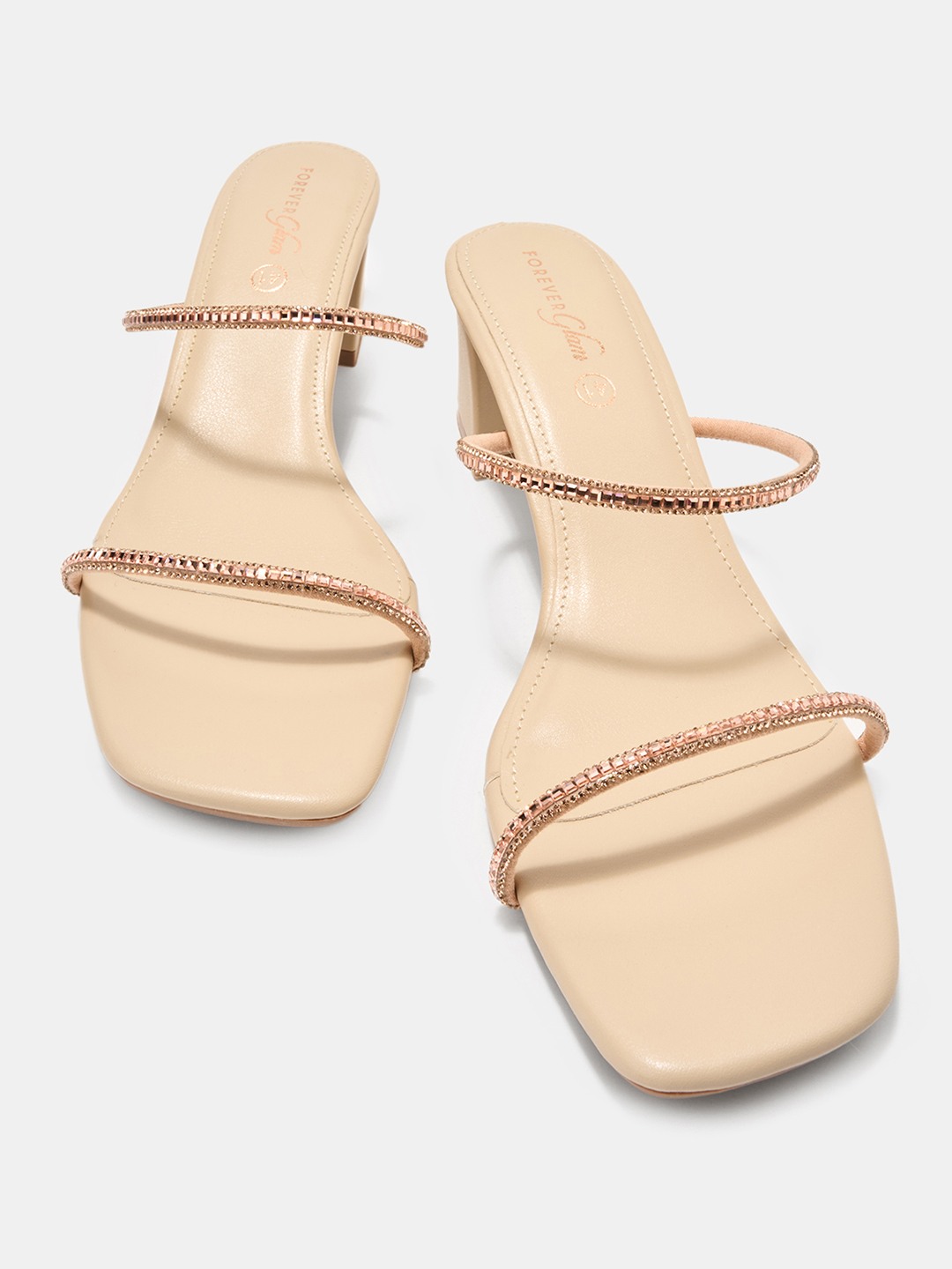 Beige Ornamental Detail Minimal Heel Sandals